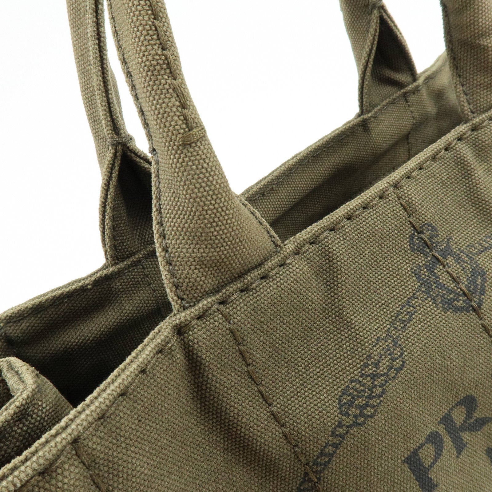 PRADA Triangle Log Canapa Mini 2Way Hand Shoulder Bag Khaki B2439G