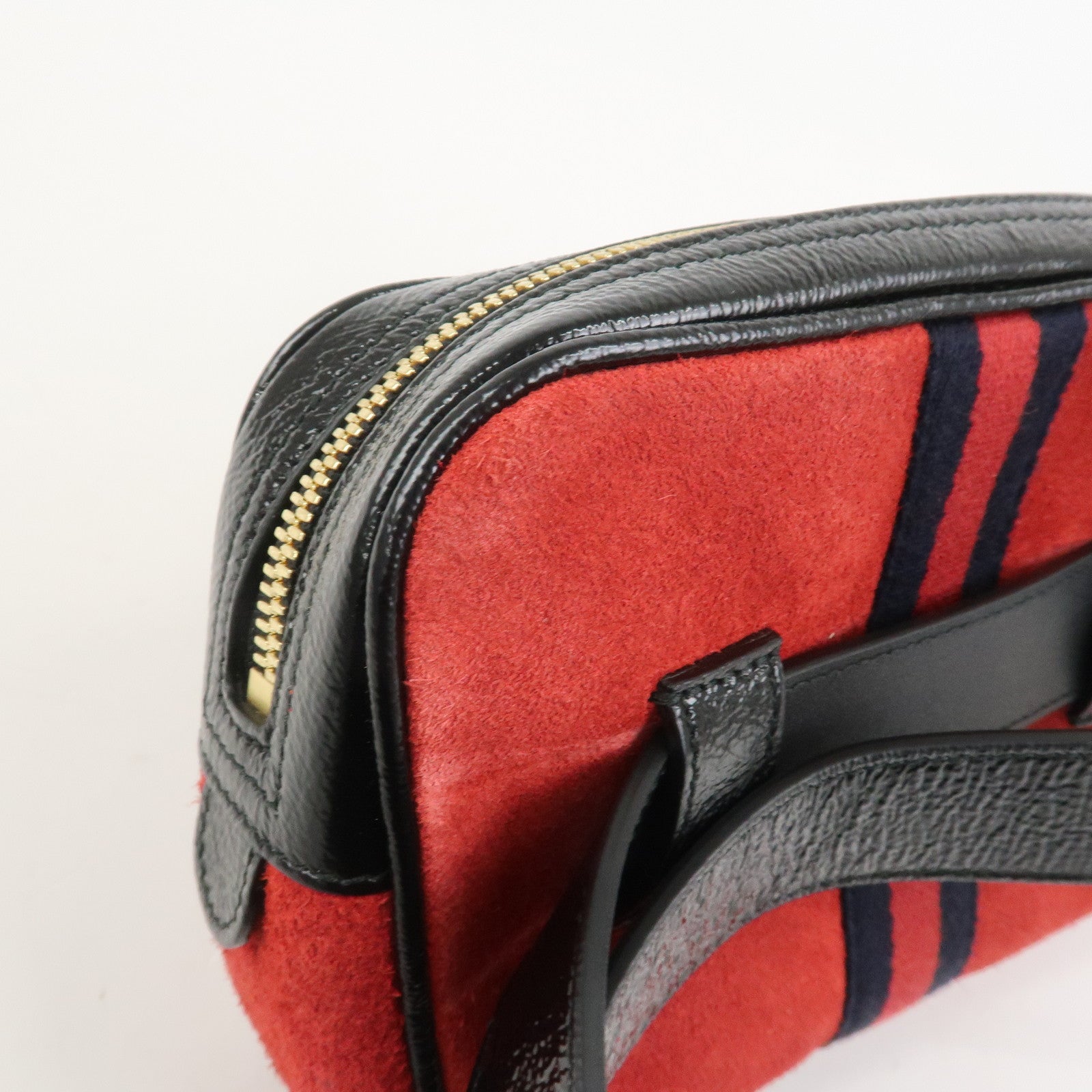GUCCI Sherry GG Marmont Suede Waist Pouch Body Bag Red Black 517076