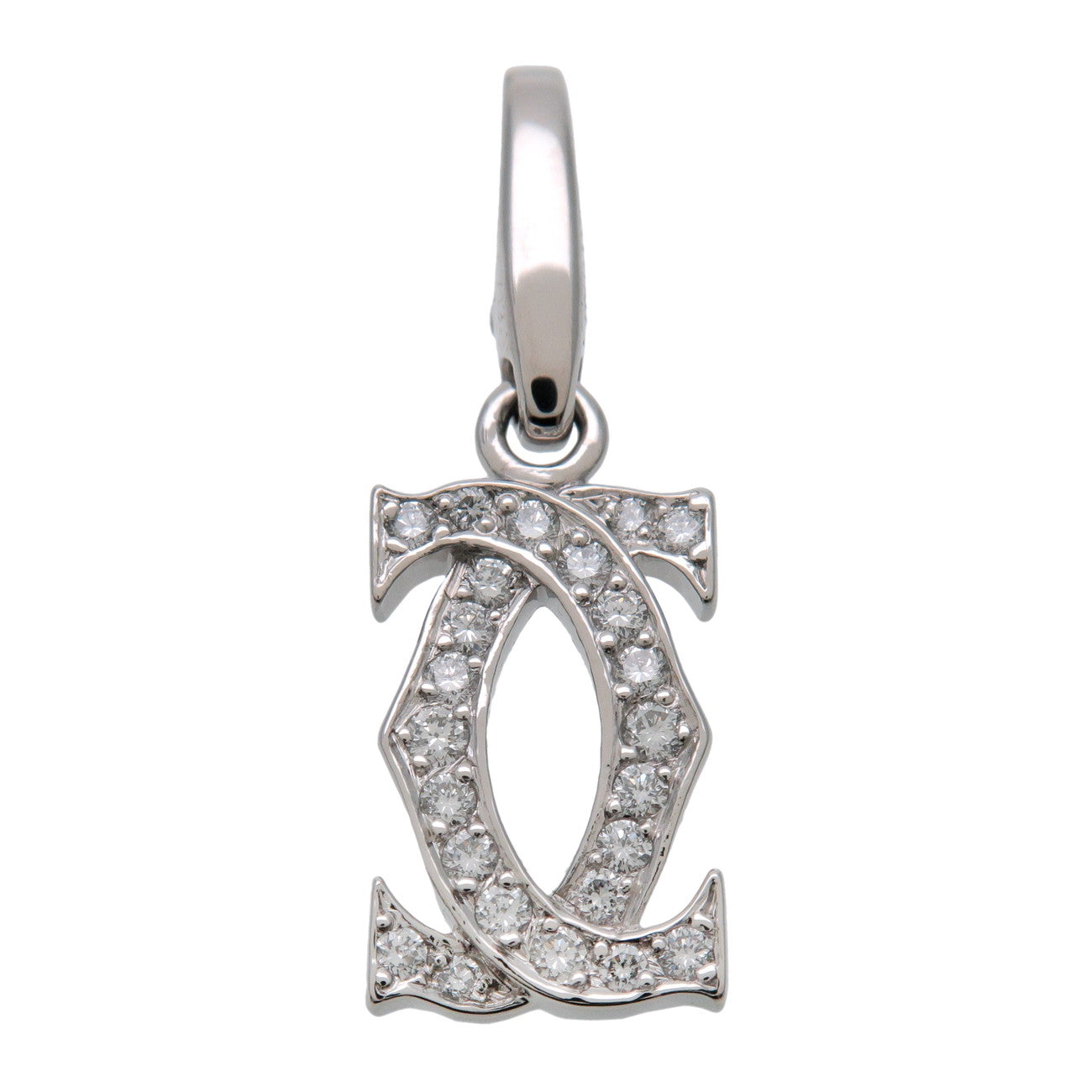 Cartier 2C Diamond Charm Pendant Top Necklace Top K18WG White Gold