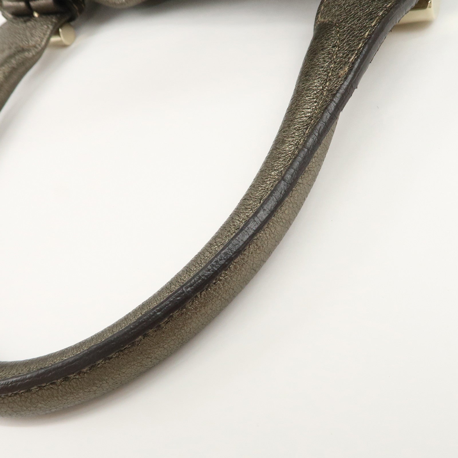 JIMMY CHOO Tulita Leather Shoulder Bag Hand Bag Metallic Brown