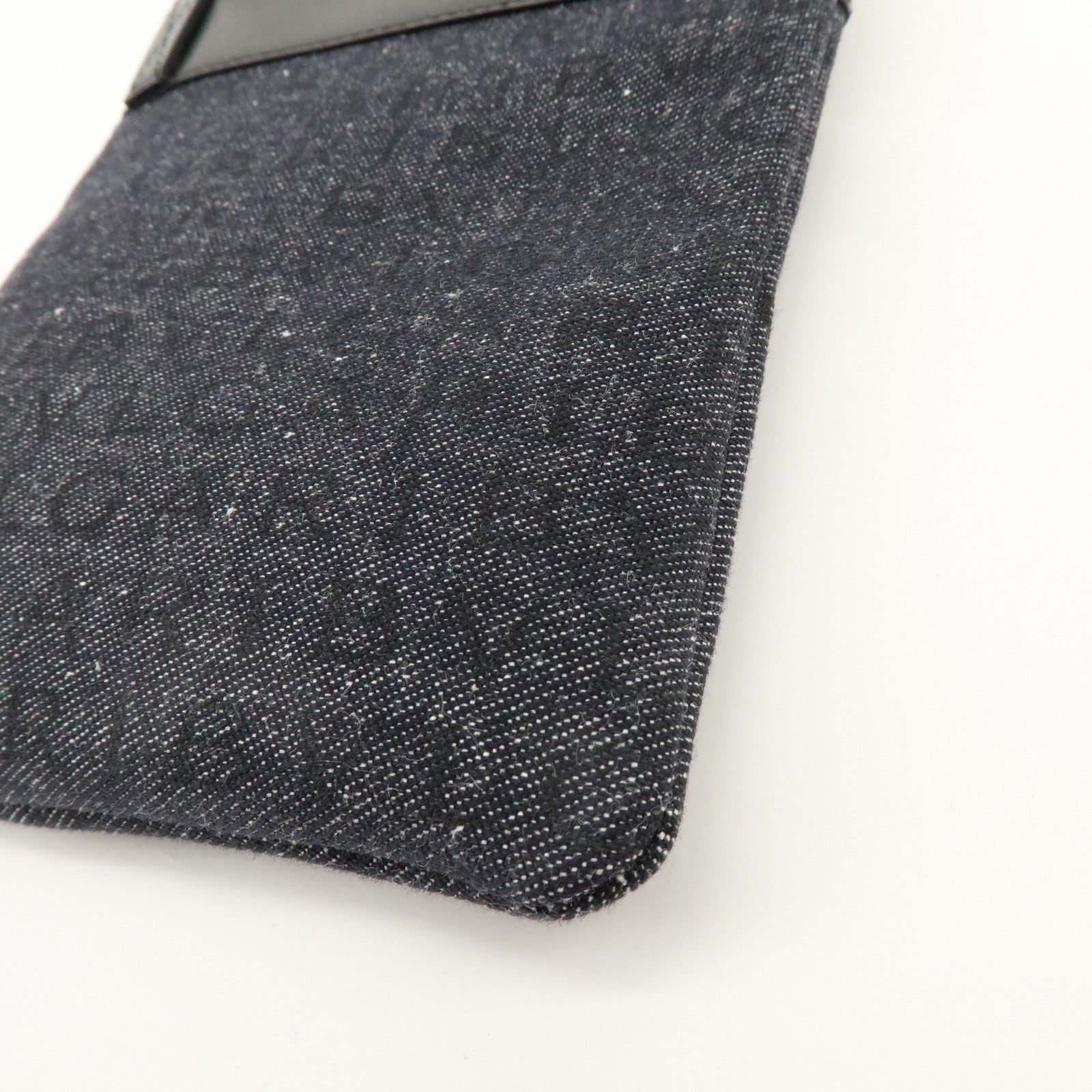 BVLGARI Logo Mania Denim Leather Shoulder Bag Crossbody Bag Black