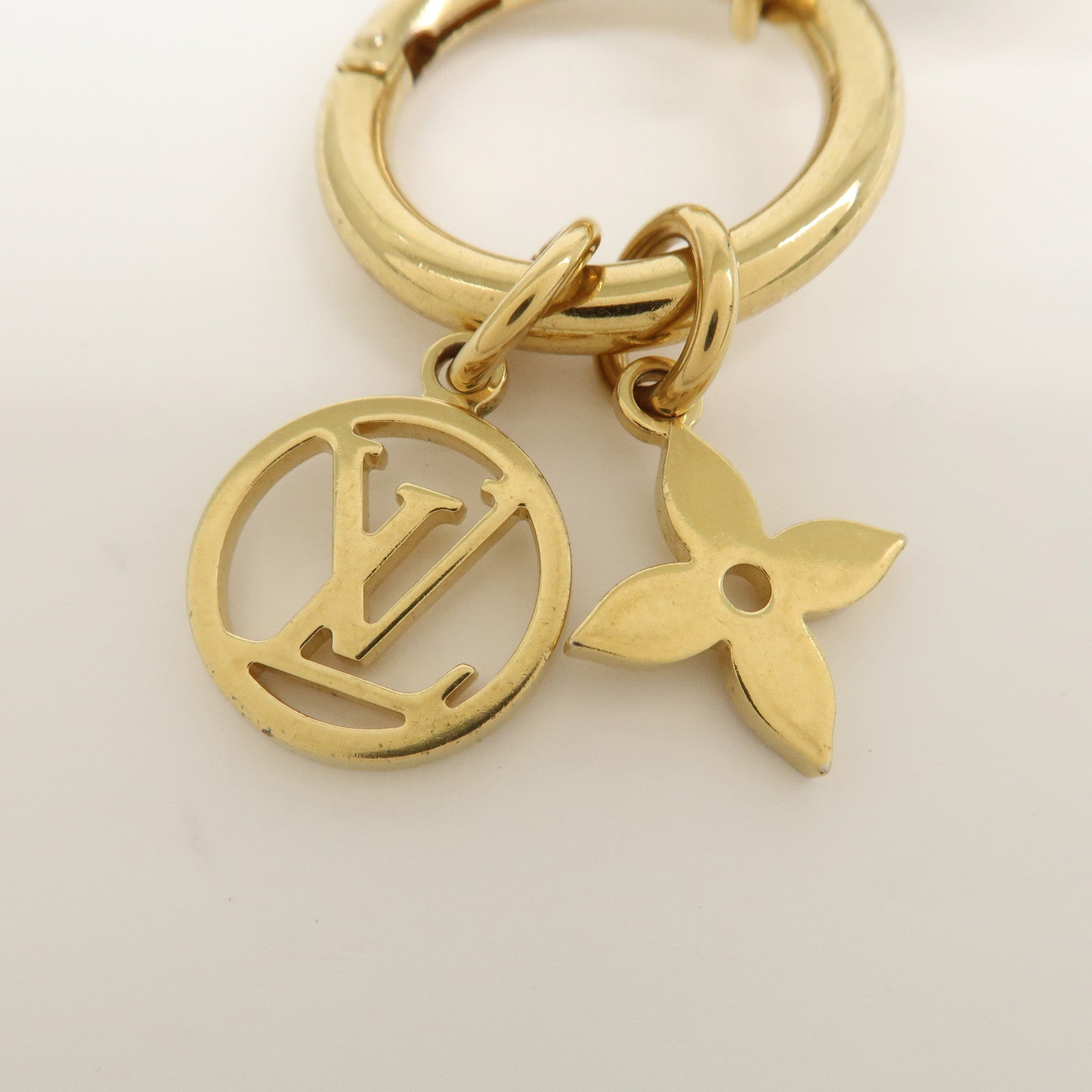 Louis Vuitton Porte Cles Plastic Metal I LV U Key Charm Gold M00559