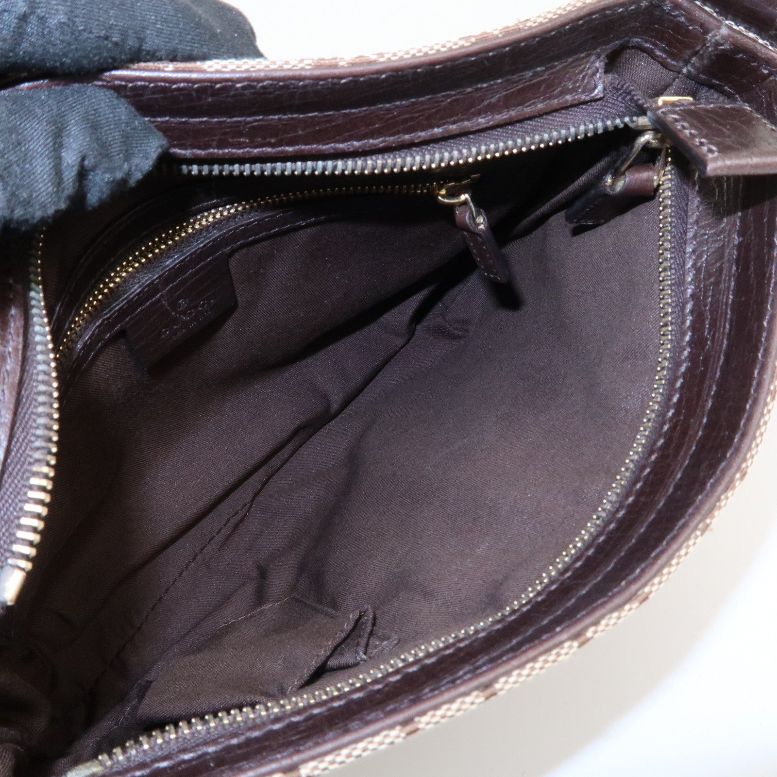 GUCCI Horsebit Sherry GG Canvas Leather Shoulder Bag Brown 17004