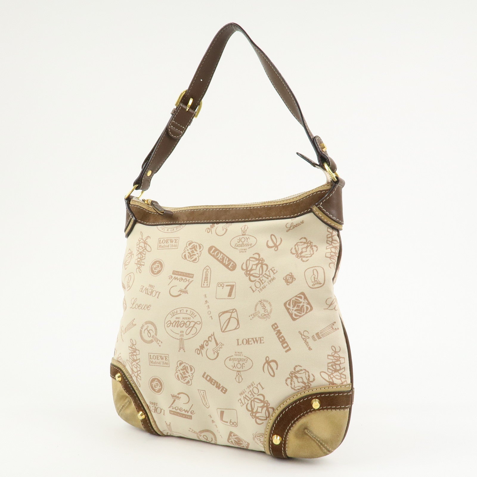 LOEWE Anagram Canvas Suede Leather Shoulder Bag 160th Anniversary