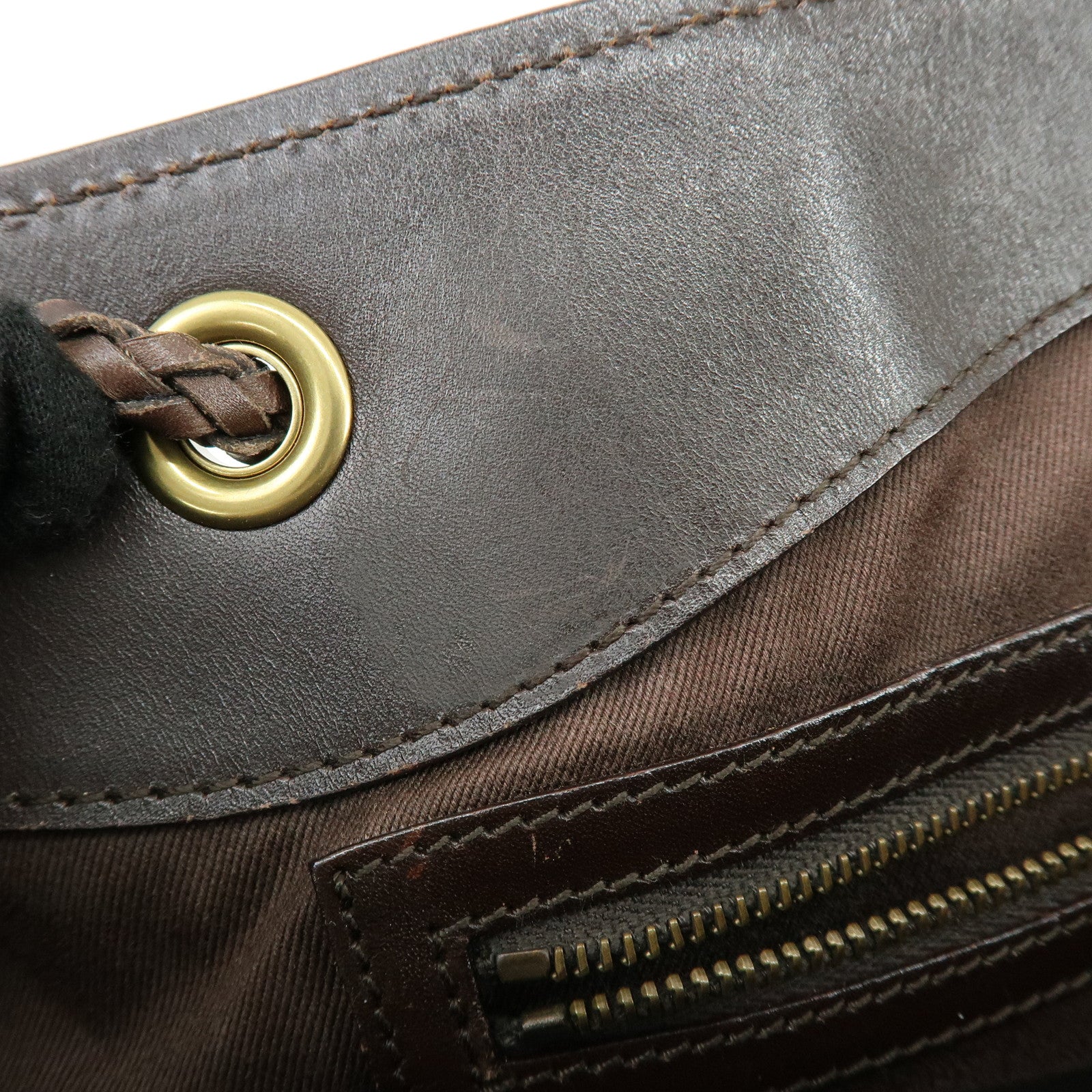 GUCCI GG Canvas Leather Tote Bag Shoulder Bag Brown 109141