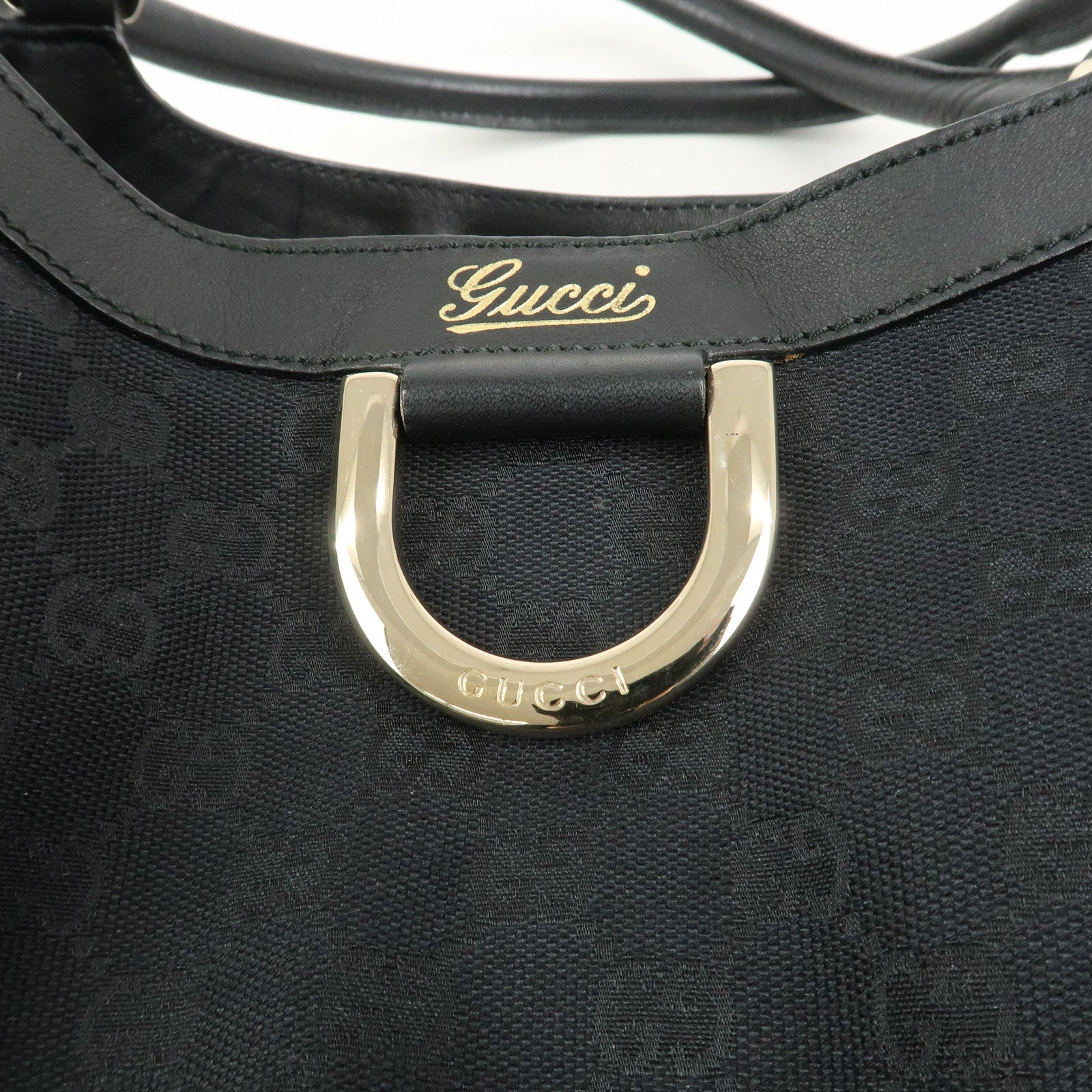 GUCCI Abbey GG Canvas Leather Shoulder Bag Hand Bag Black 189835