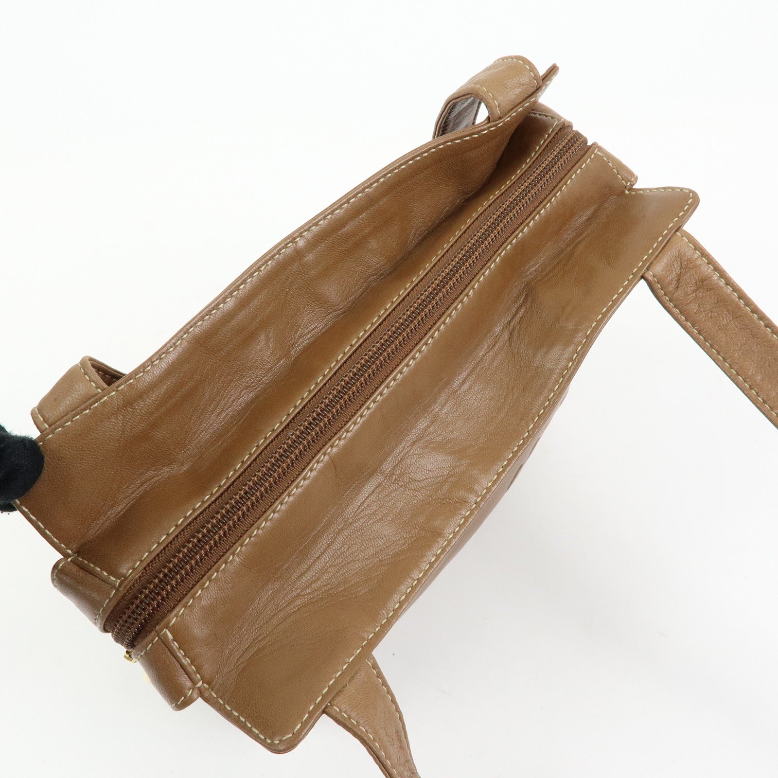 LOEWE Anagram Nappa Leather Shoulder Bag Hand Bag Brown