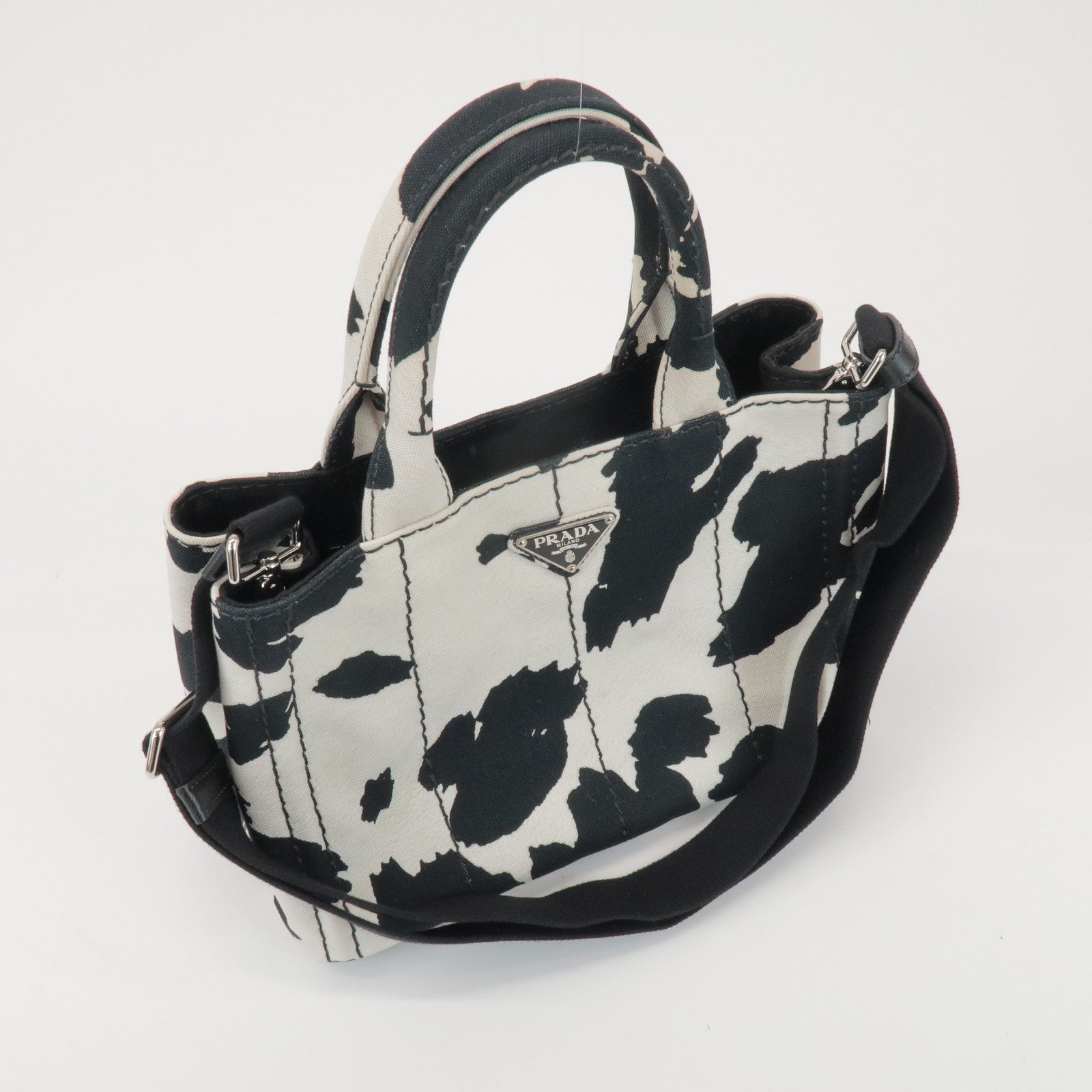 PRADA Triangle Logo Canapa Mini Canvas 2Way Bag Hand Bag 1BG439