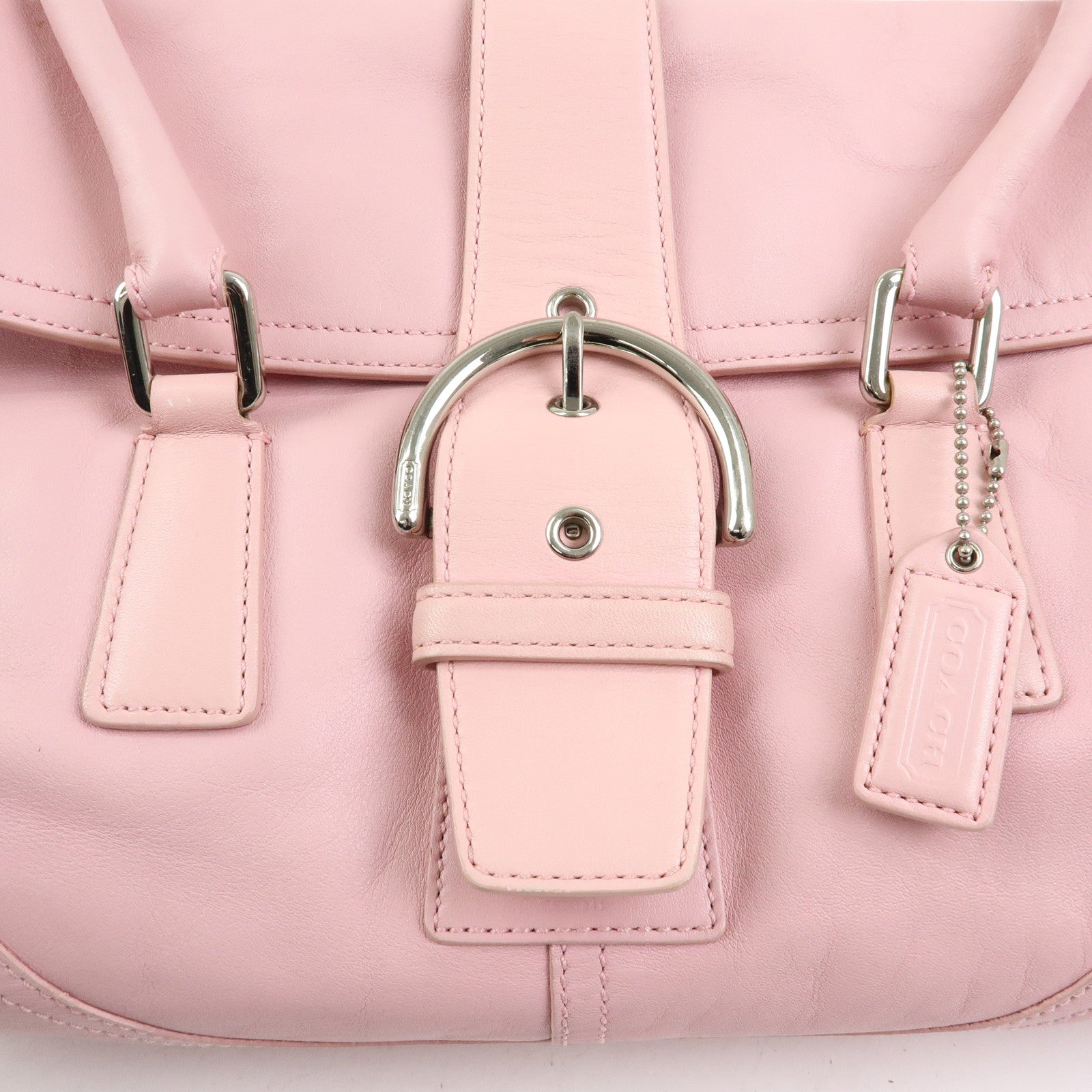 COACH Set of 2 Leather Shoulder Bag Shoulder Wallet Pink Beige