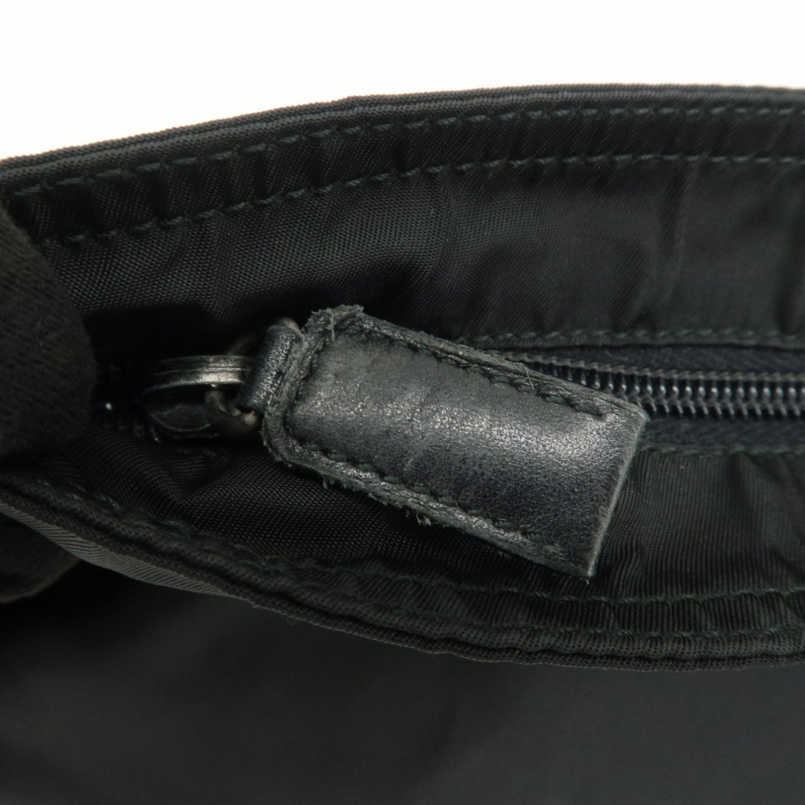 PRADA Triangle Logo Nylon Leather Shoulder Bag Crossbody Bag Black