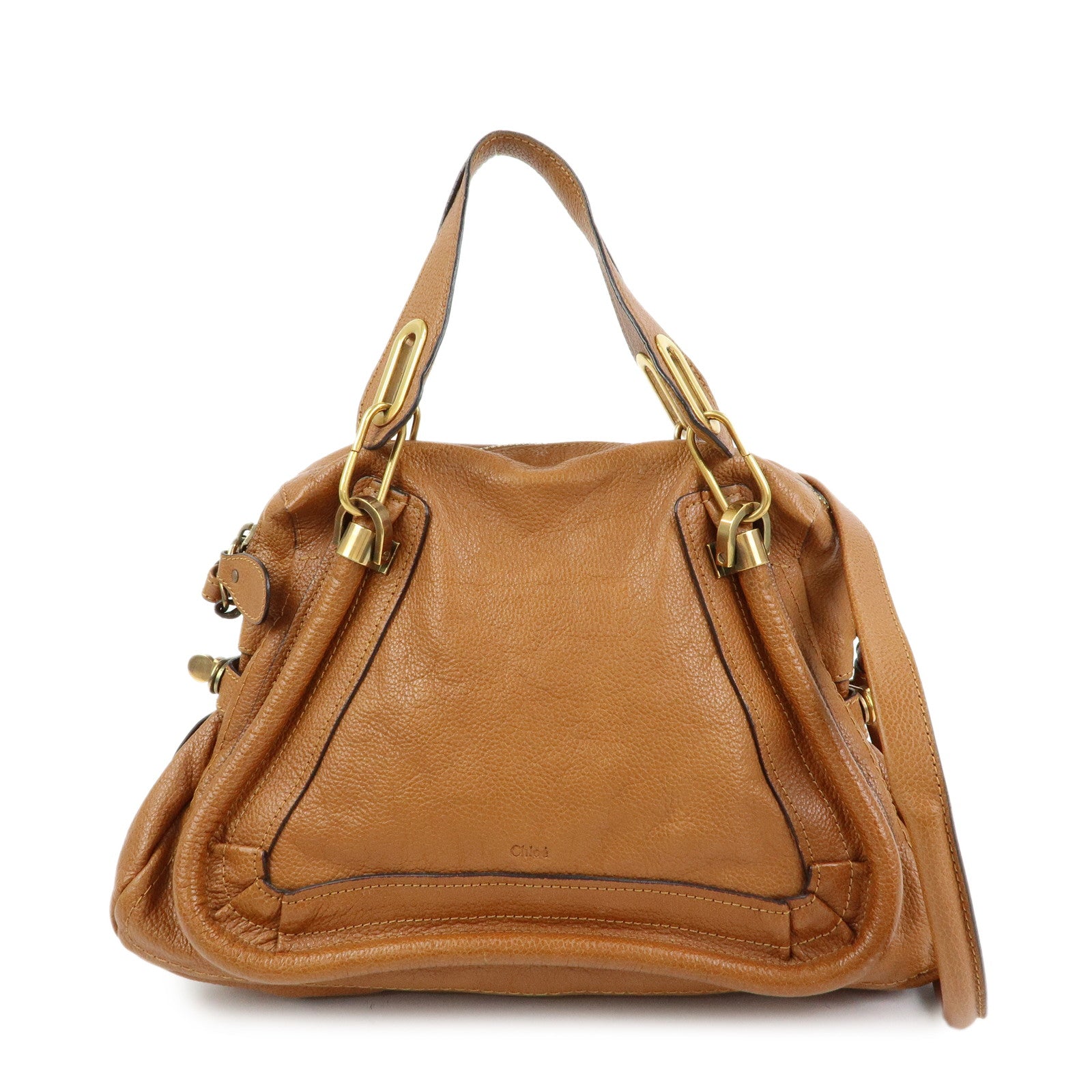 Chloe Paraty Leather 2Way Bag Shoulder Bag Hand Bag Brown