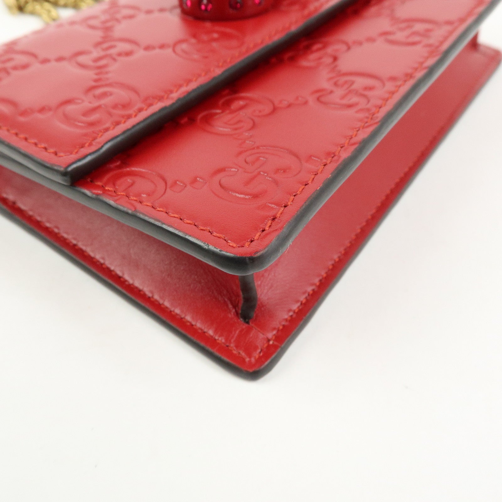 GUCCI Interlocking G Guccissima Chain Shoulder Bag Cherry 481291
