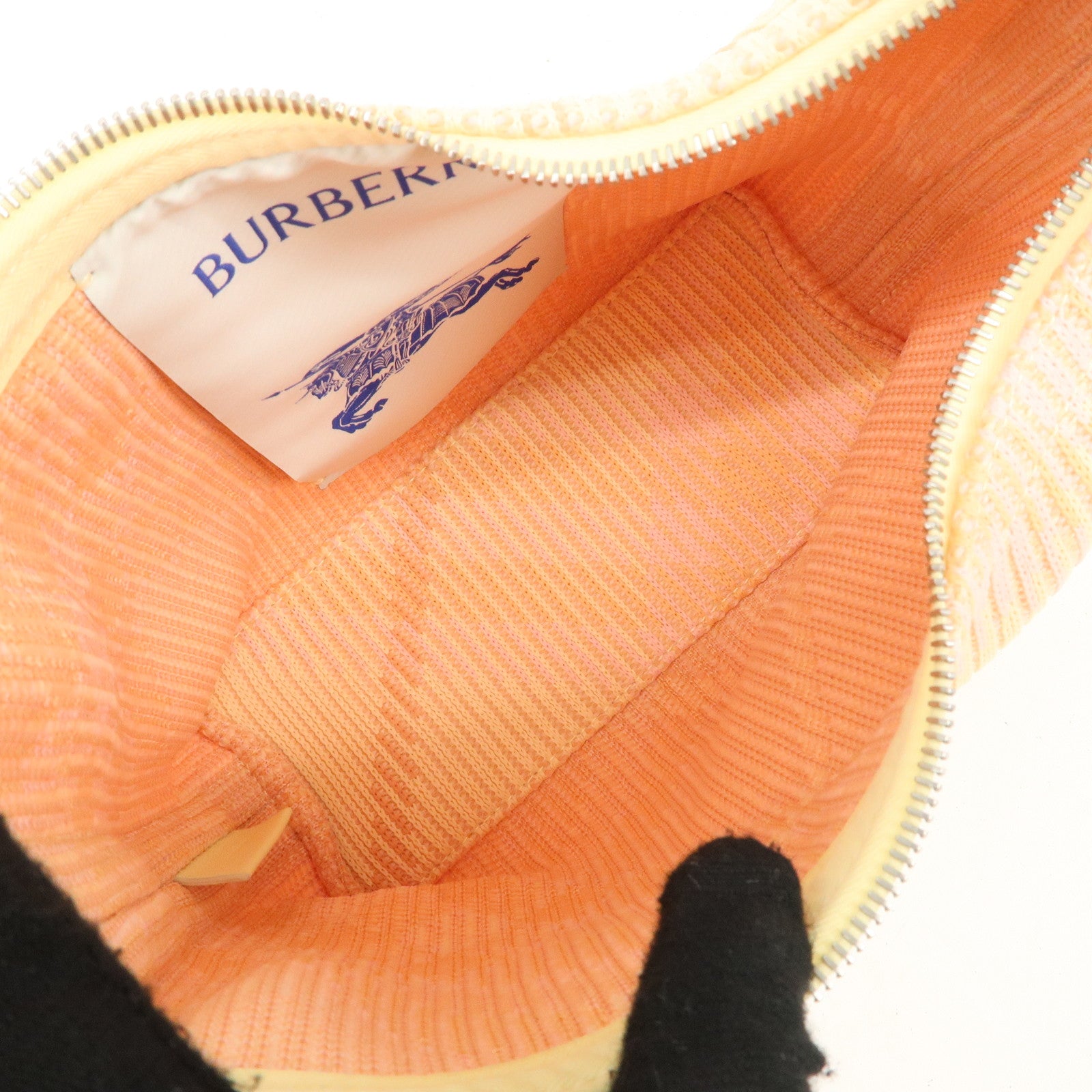 BURBERRY Cotton Mini Peg Duffle Hand Bag Beige Pink Yellow Used