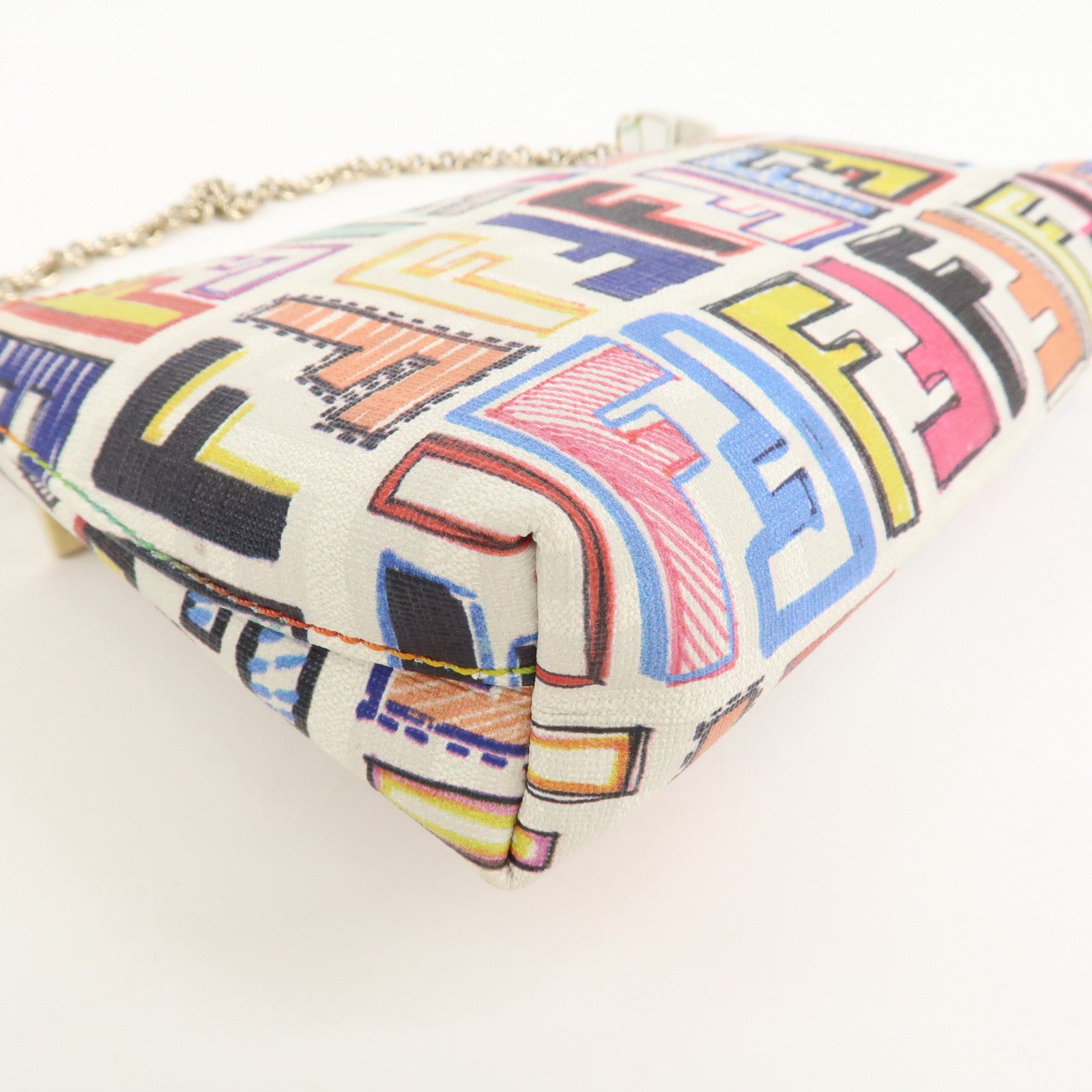 FENDI Zucca Print PVC Chain Accessory Pouch Multicolor 8BR592