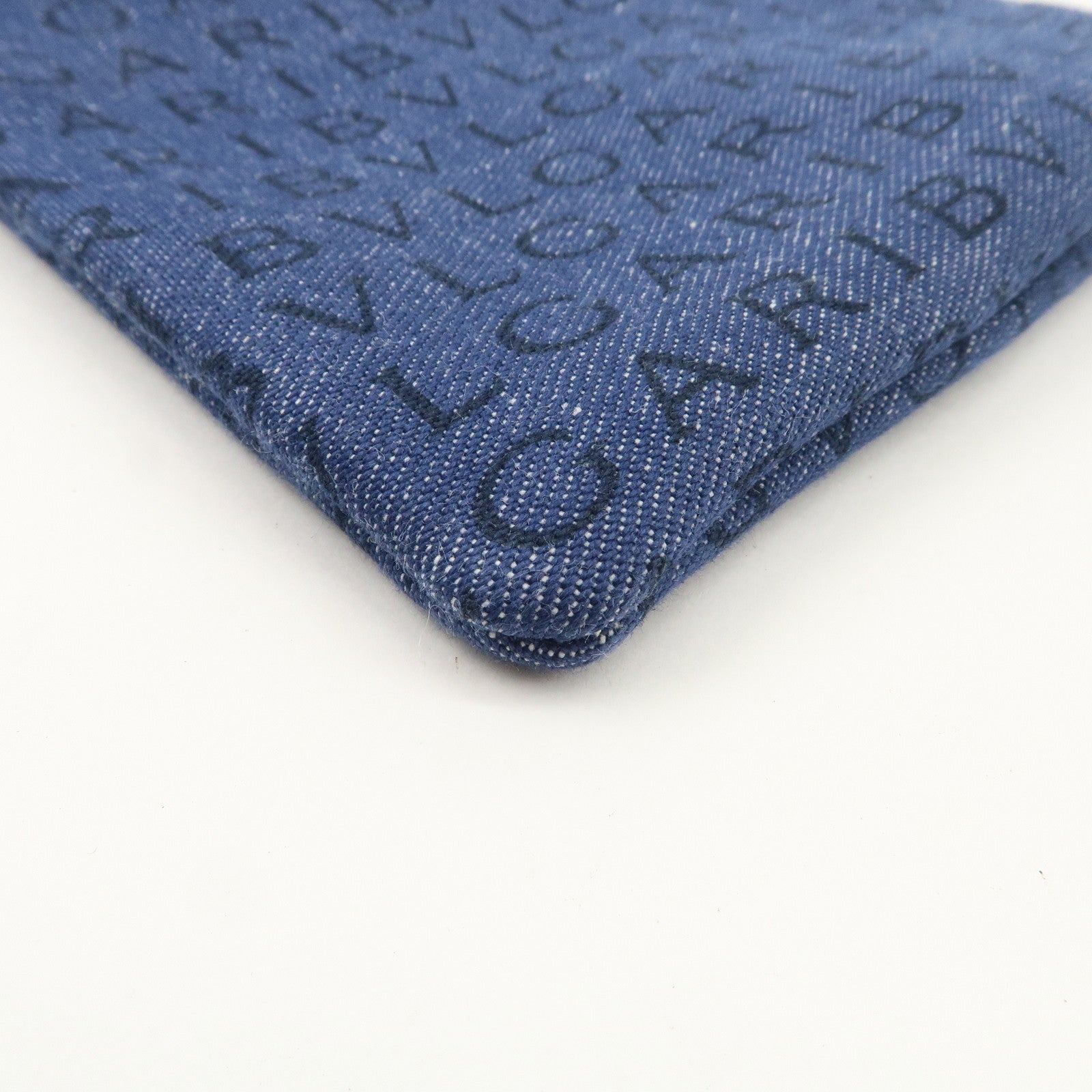 BVLGARI Logo Mania Denim Leather Shoulder Bag Crossbody Bag Blue