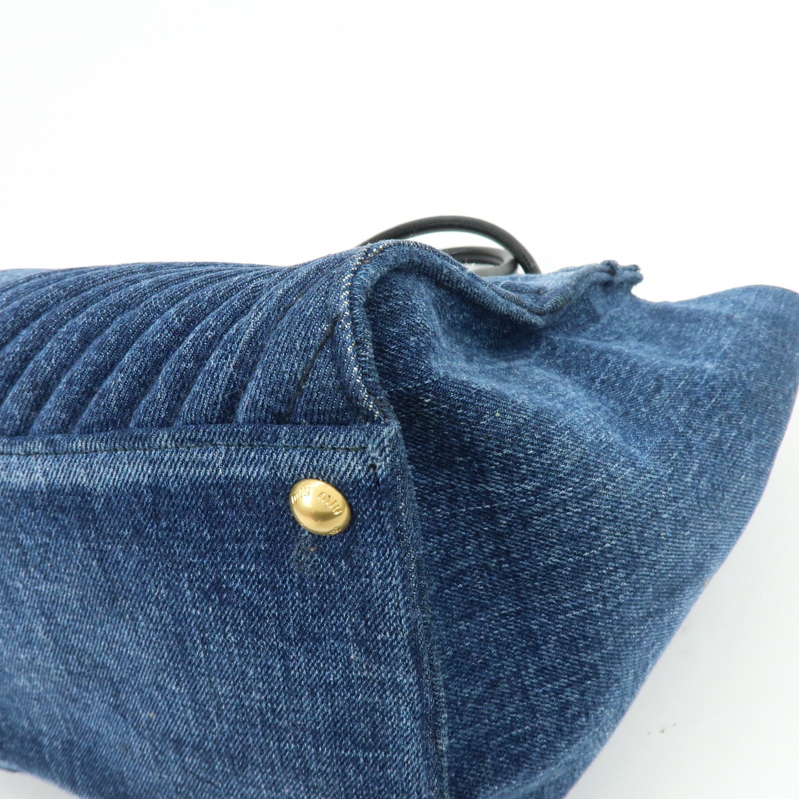 MIU MIU Biker Denim Leather 2Way Bag Hand Bag Shoulder Bag RN1031