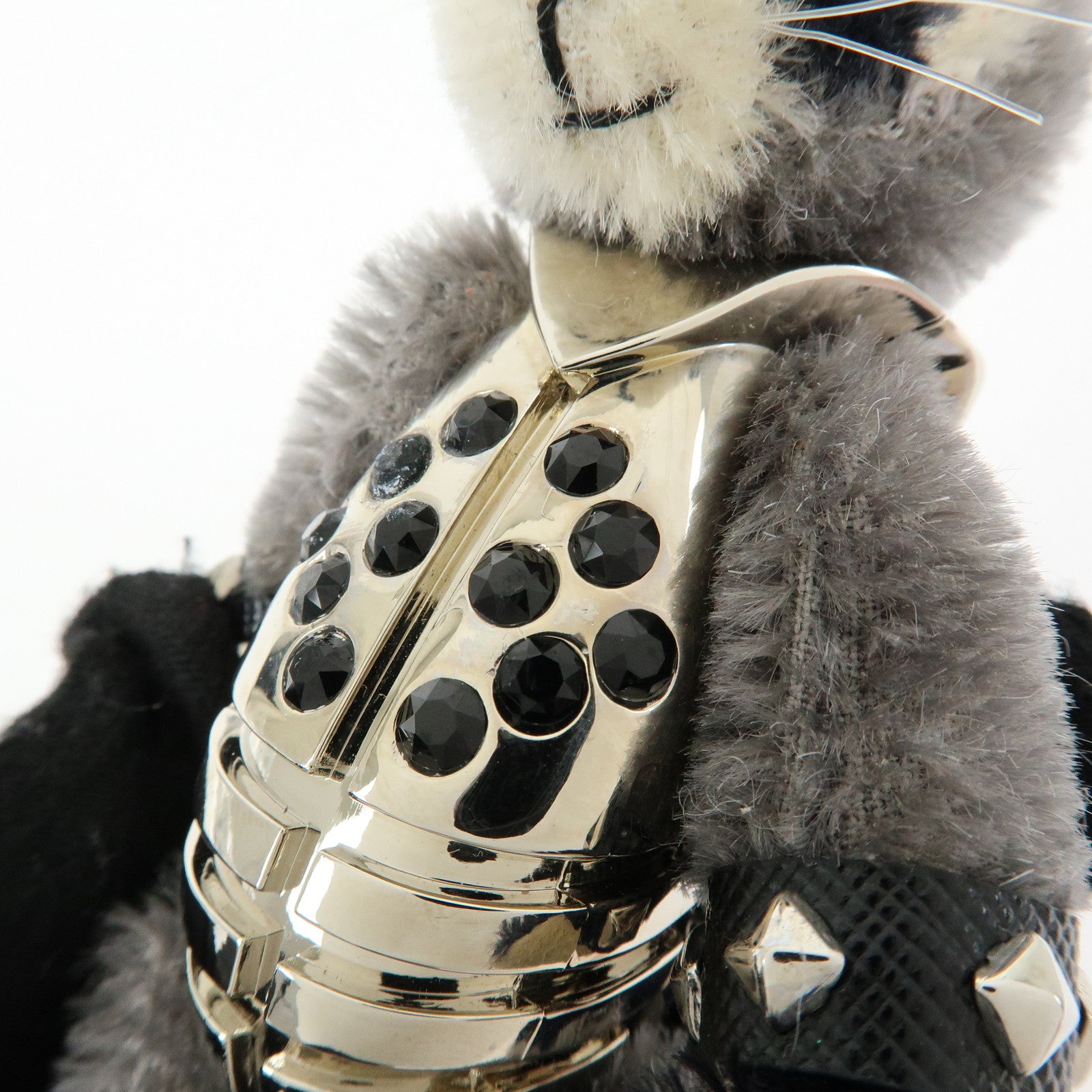 PRADA Beear Polyester Metal Bear Brick Racoon Bag Charm Grey 1ARH56