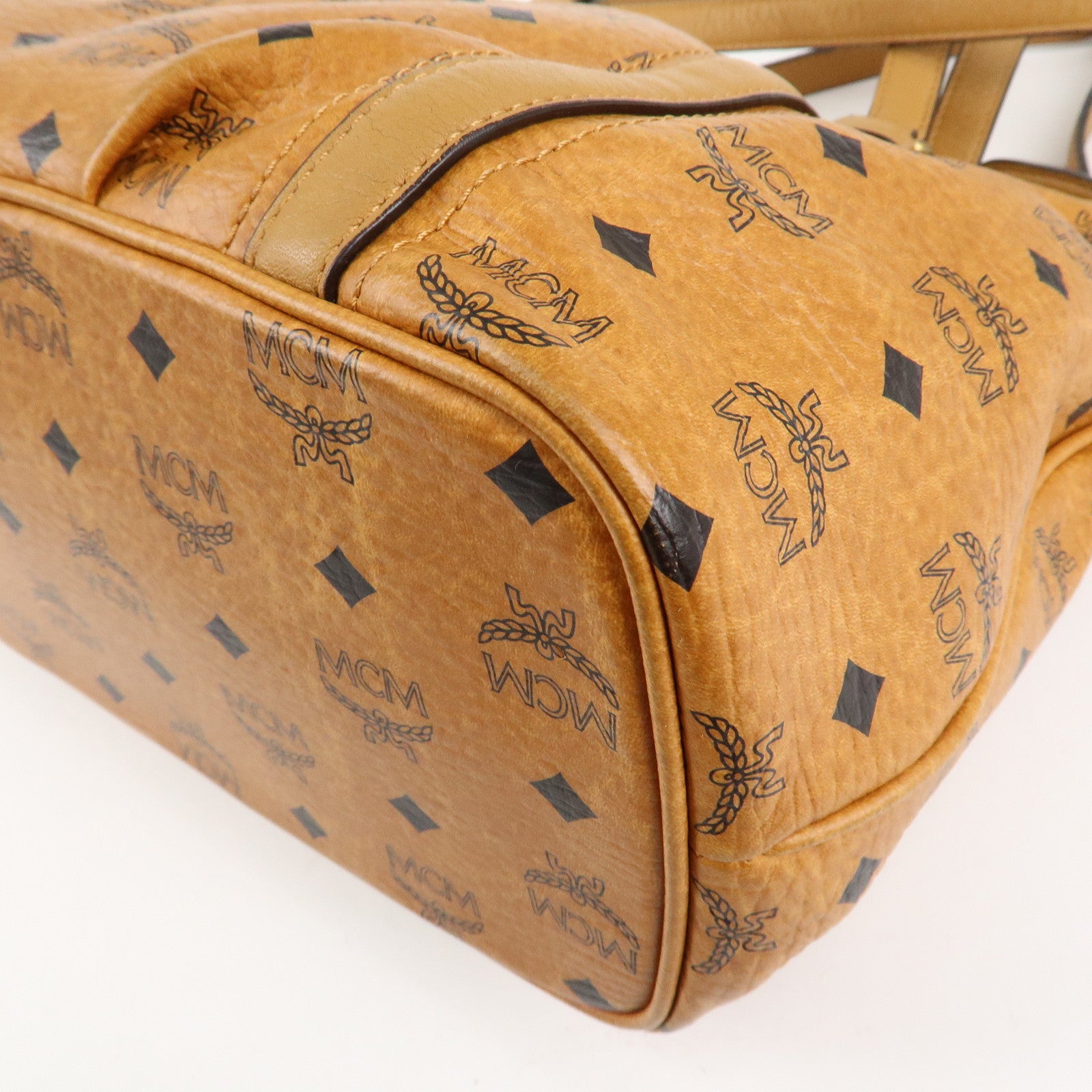 MCM Visetos Leather 2Way Shoulder Bag Tote Bag Brown Used