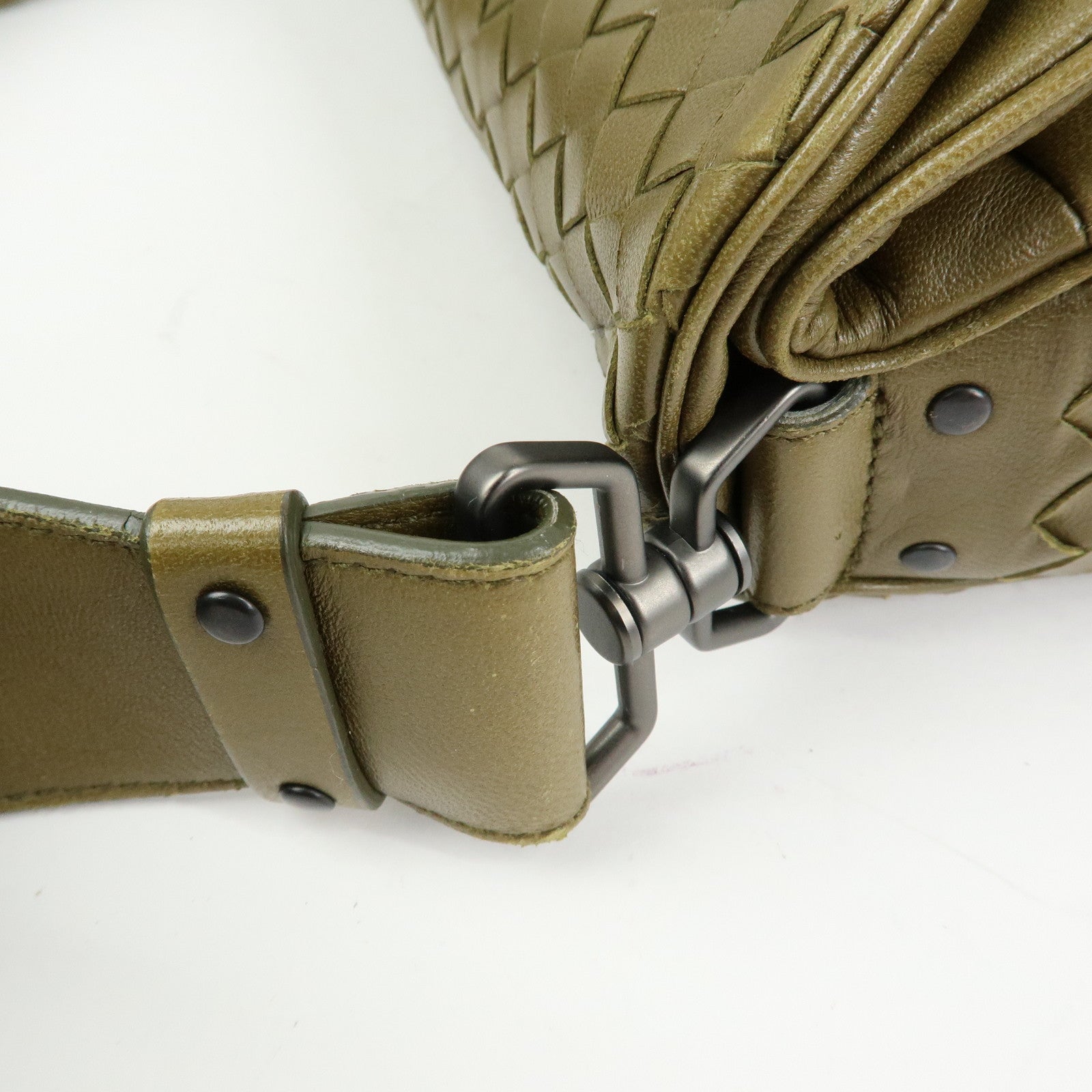 BOTTEGA VENETA Intrecciato Leather Shoulder Bag Khaki 142467