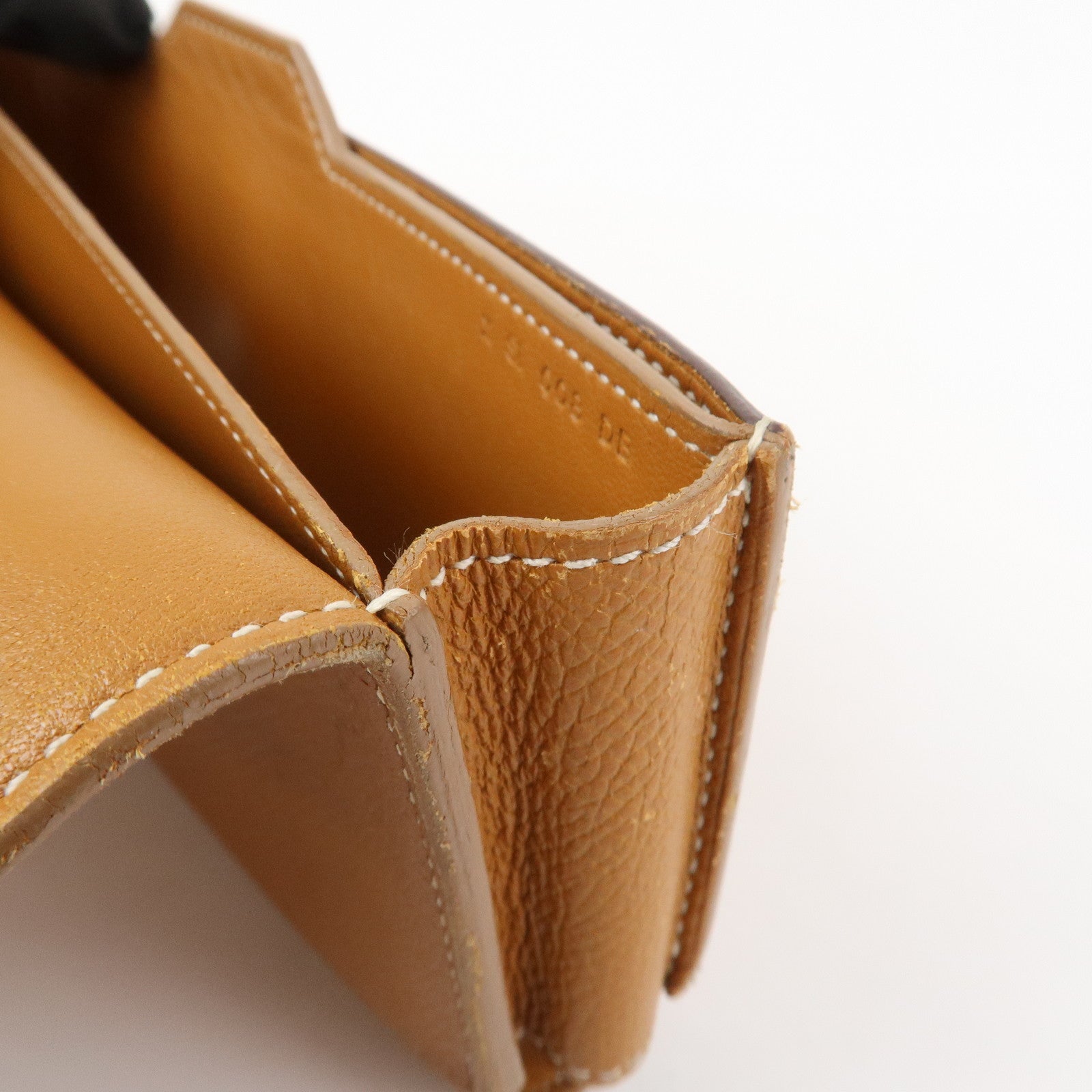 HERMES Logo Leather Passant X Stamped Flap Long Wallet Brown