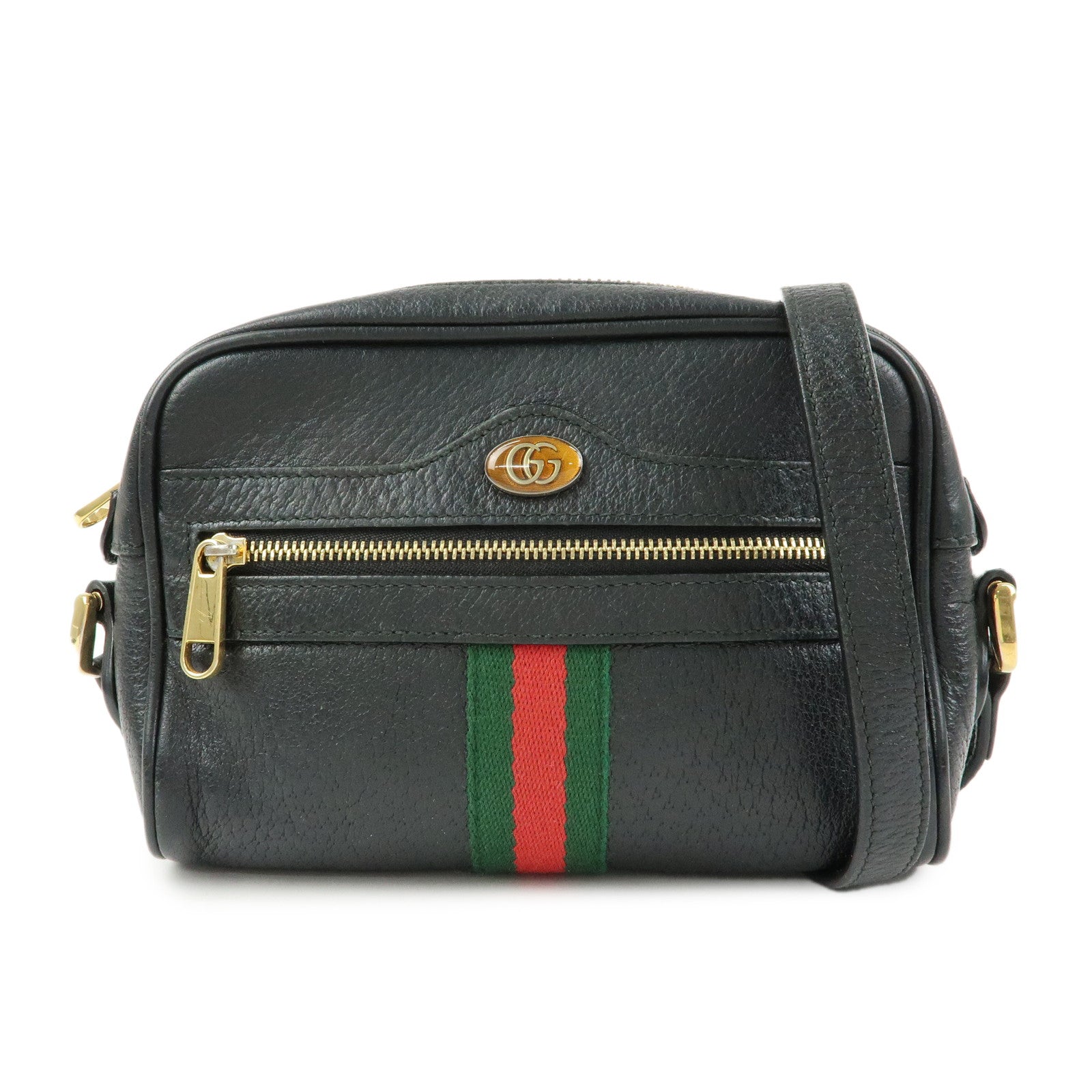 GUCCI Sherry Ophidia Leather Shoulder Crossbody Bag Black 517350