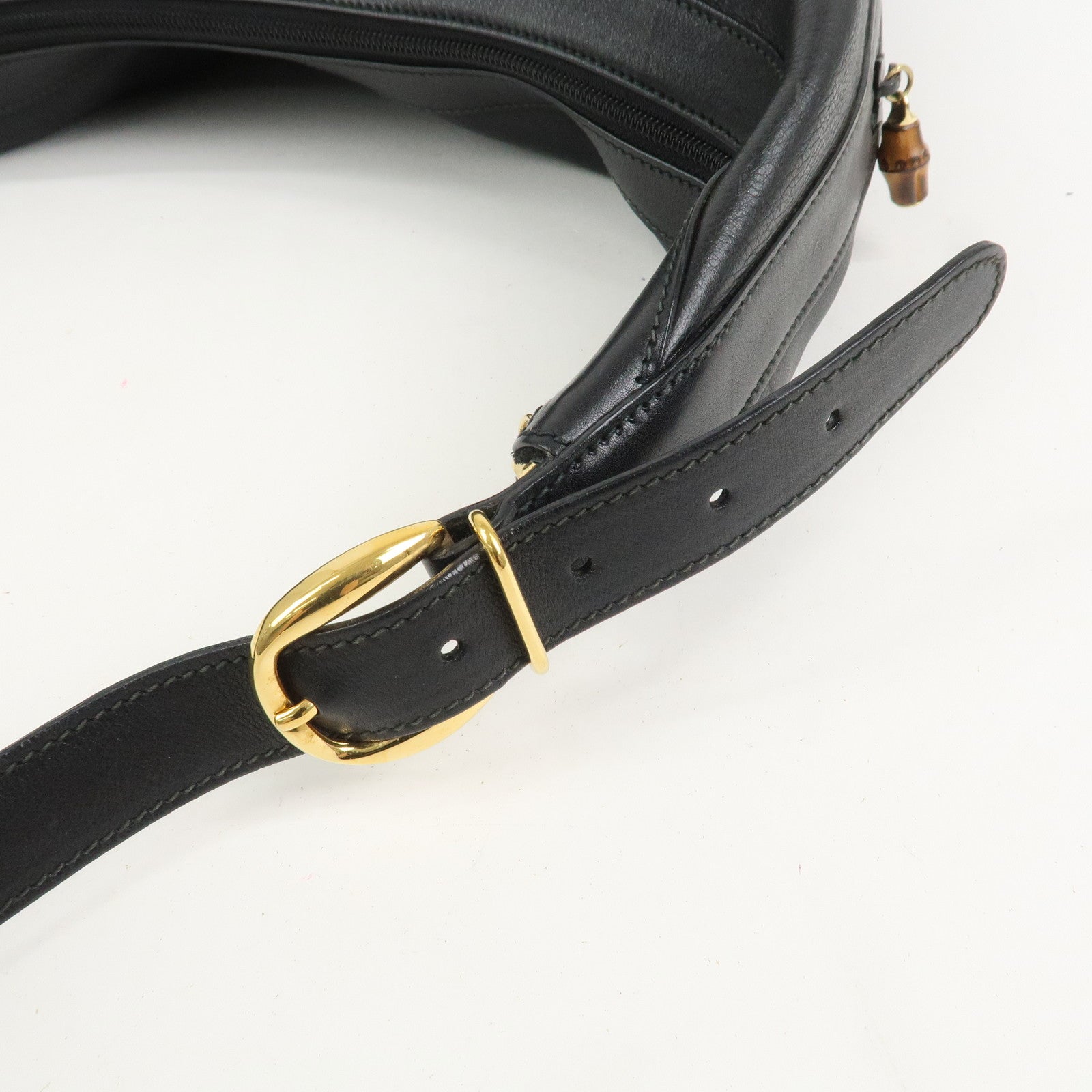 GUCCI Bamboo Leather Shoulder Bag Black 001.113.1643