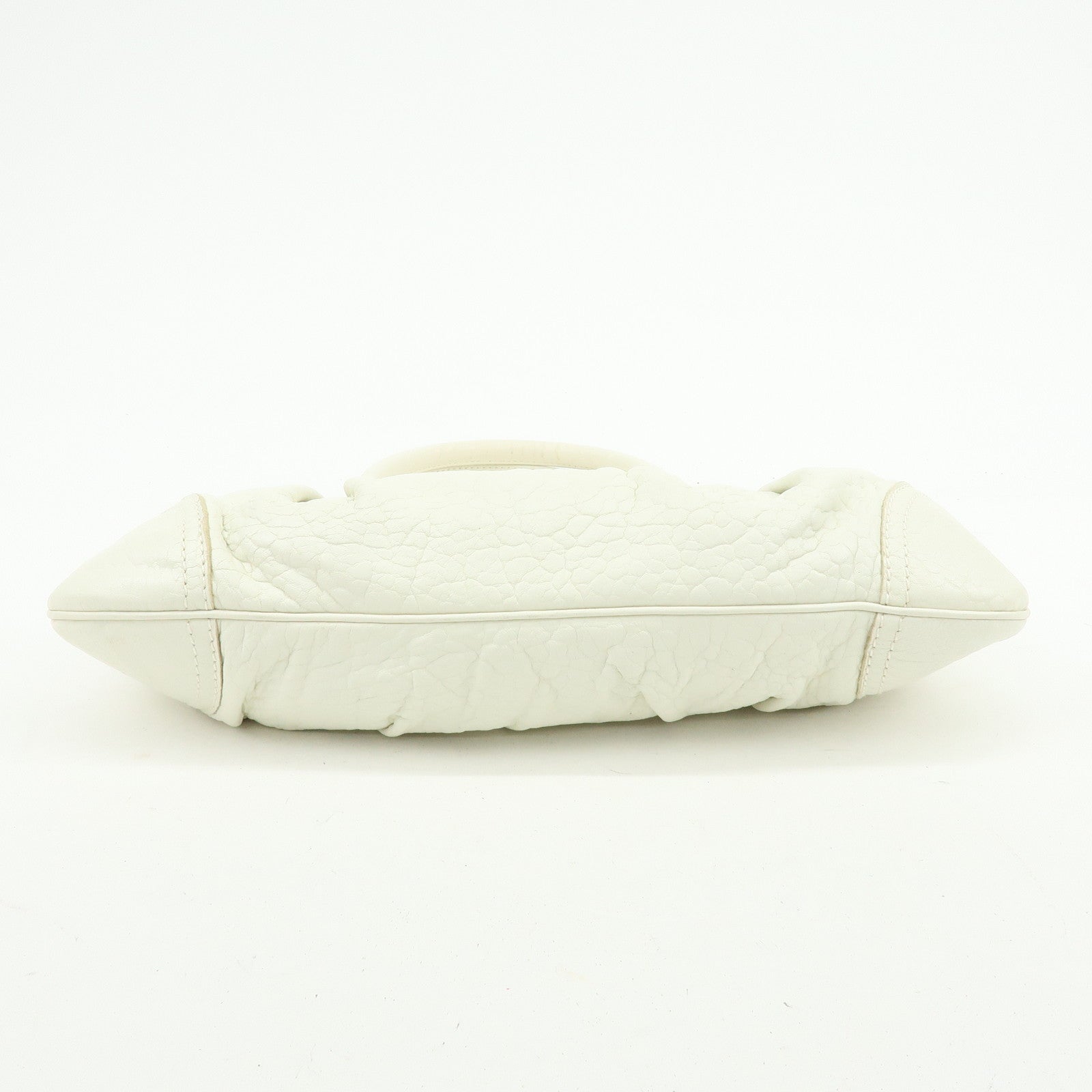 Ferragamo Gancini Leather Shoulder Bag Hand Bag White