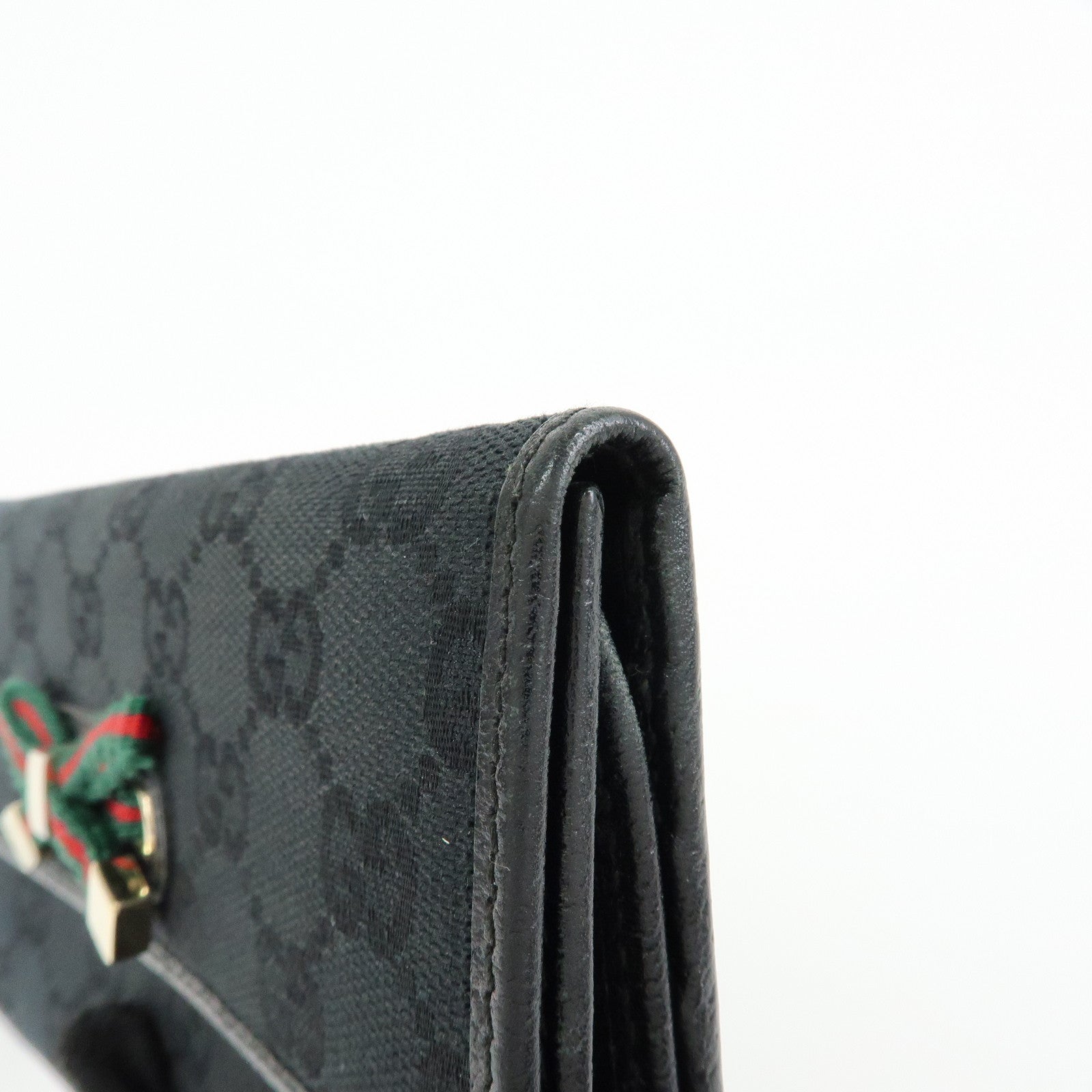 GUCCI  Princy GG Canvas Leather Long Wallet Black 167468