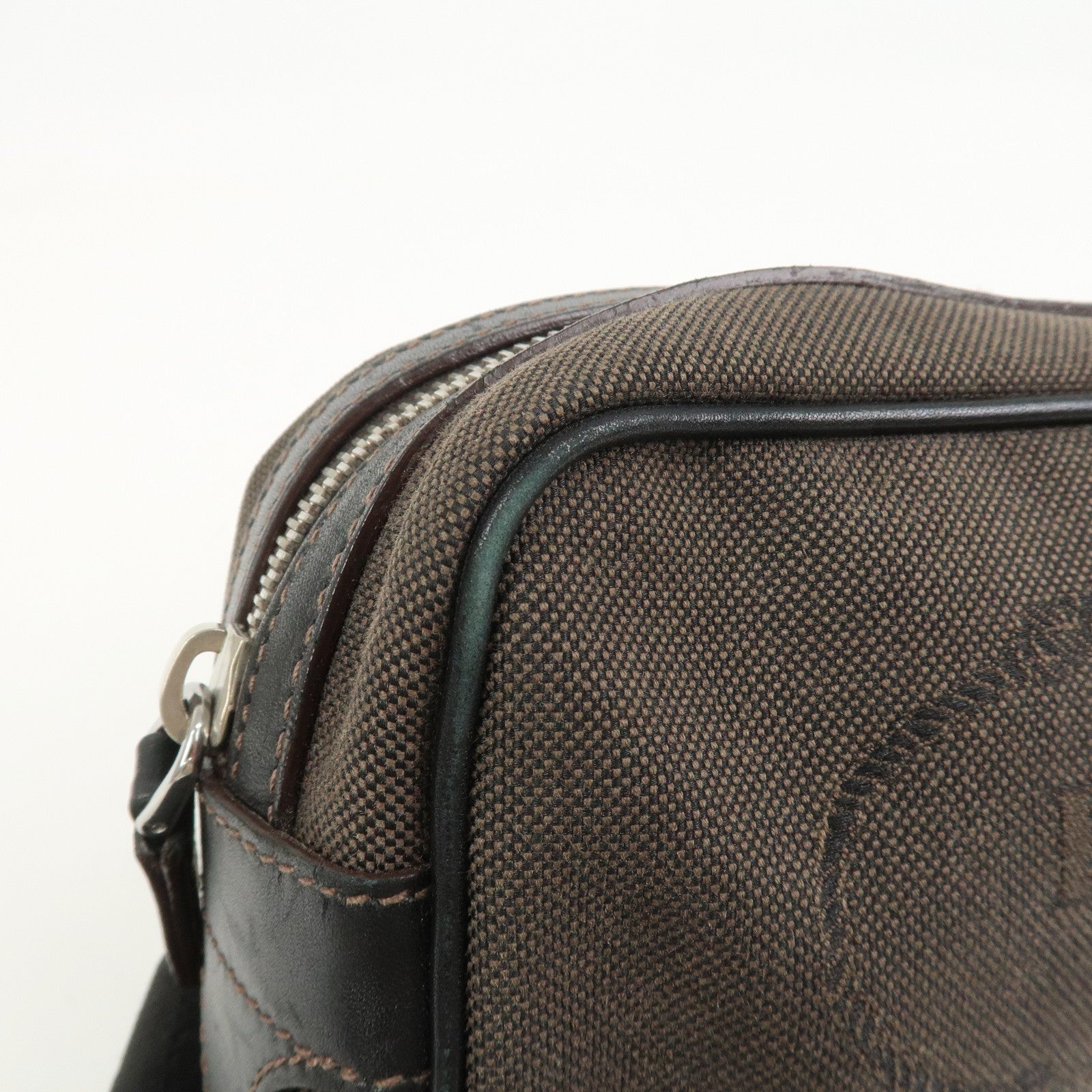 PRADA Logo Jacquard Pouch Cosmetic Pouch Makeup Bag Brown