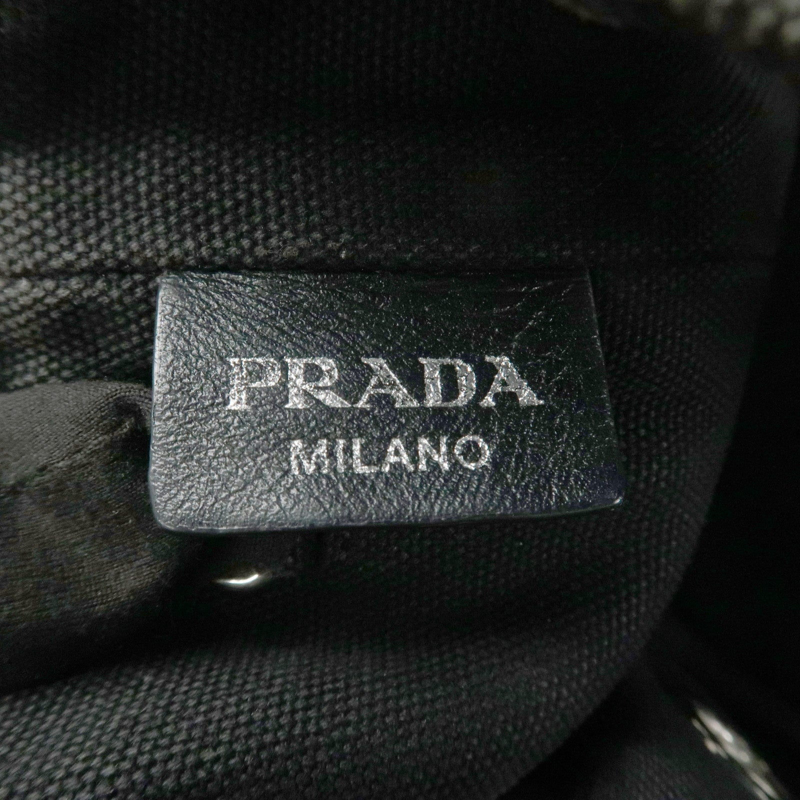 PRADA Logo Canapa Mini Canvas 2Way Bag Hand Bag Black 1BG439
