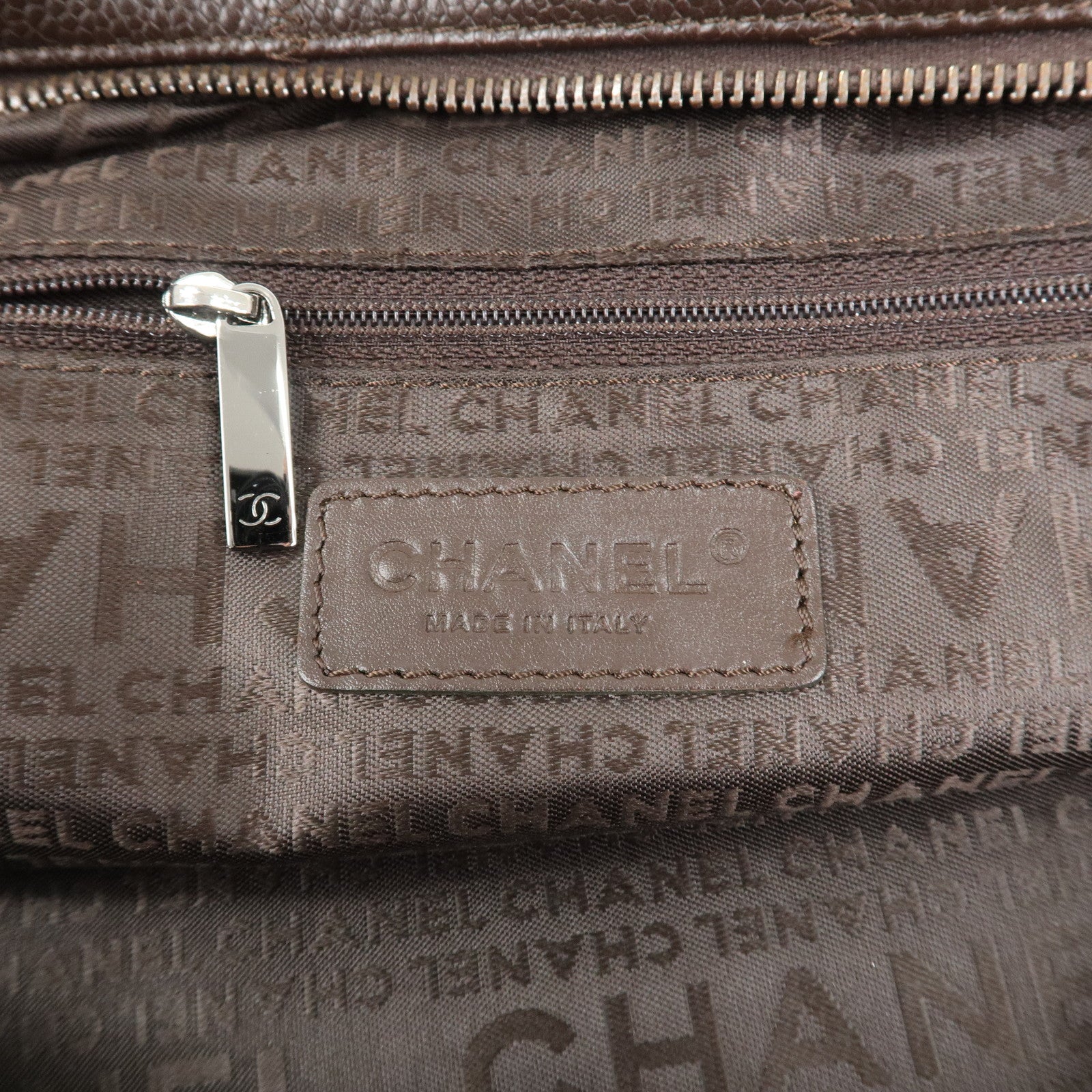 CHANEL Chocolate Bar Caviarskin Boston Bag Shoulder Bag Brown A26135