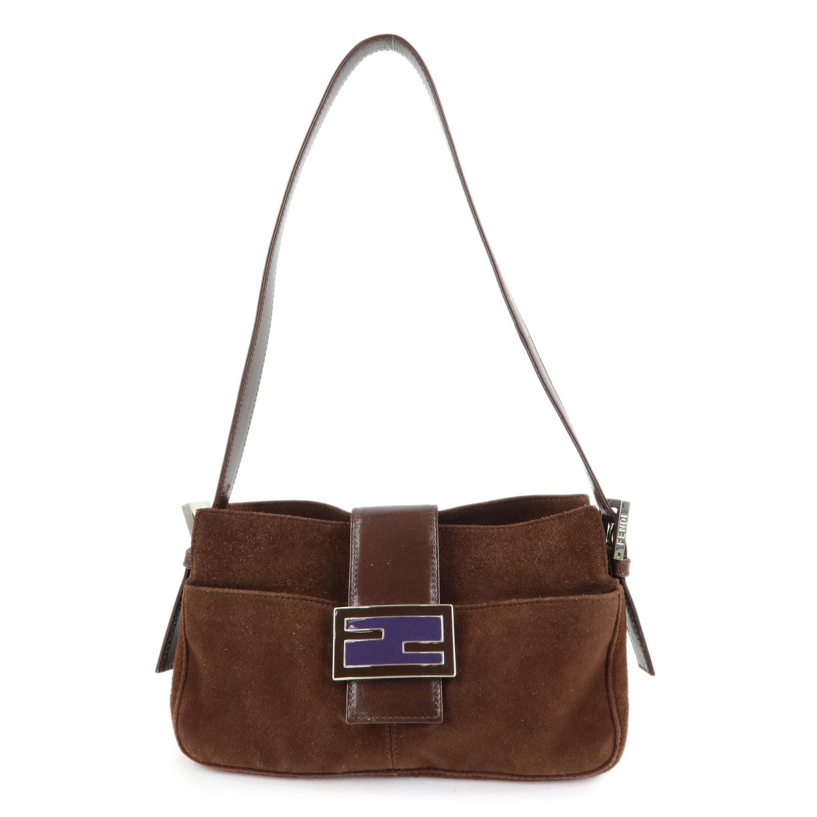 FENDI Suede Leather Shoulder Bag Hand Bag Brown 26568