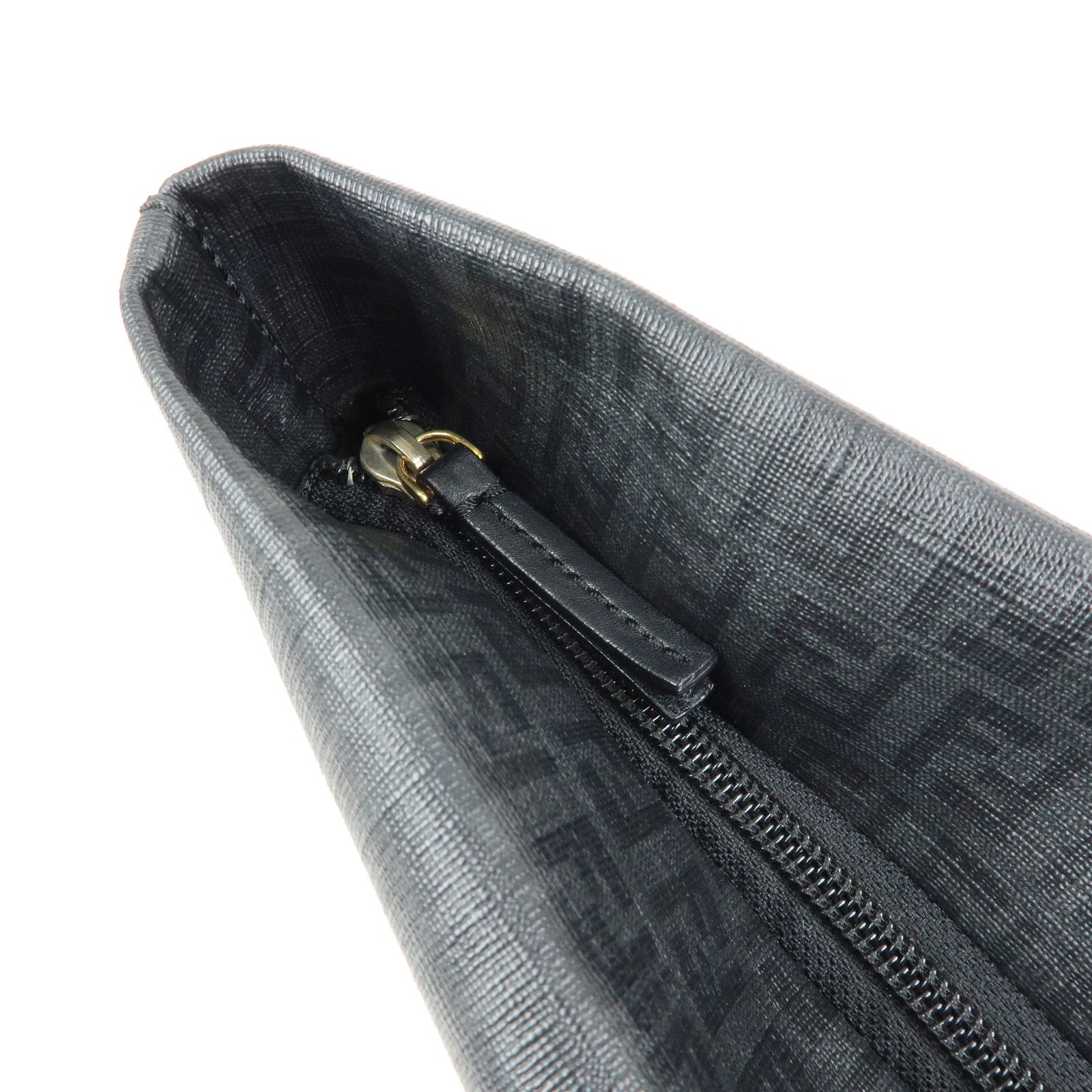 FENDI Zucchino PVC Leather Tote Bag Hand Bag Black 8BH215