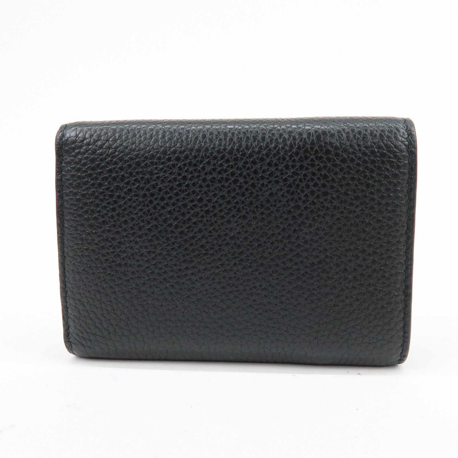 PRADA Logo Saffiano Leather Tri-fold Compact Wallet Black 1MH021
