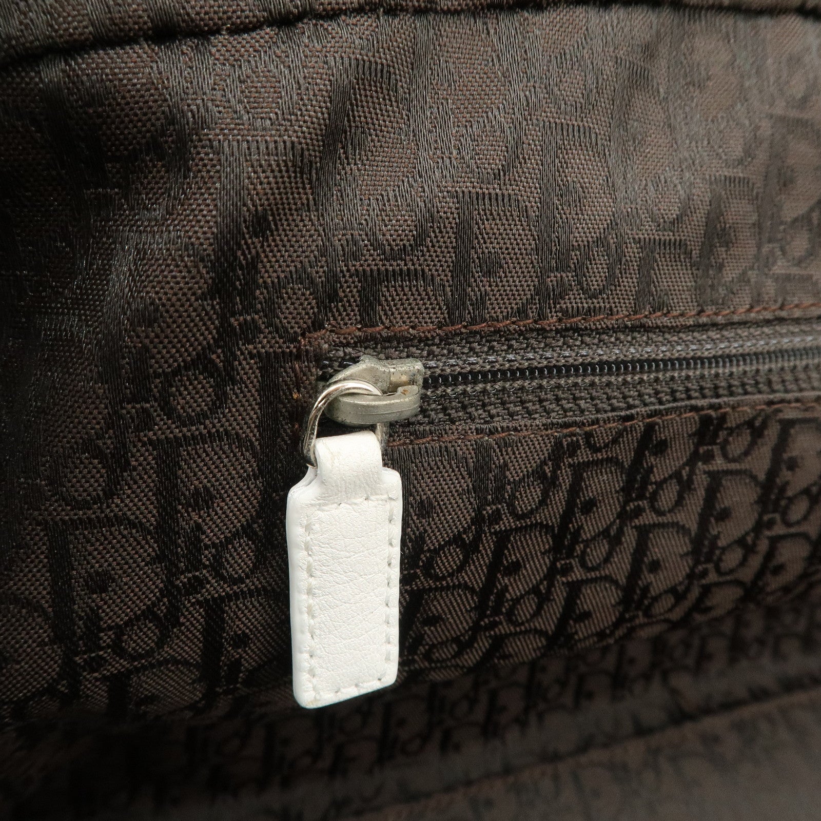 Christian Dior Logo Leather Hand Bag Boston Bag White