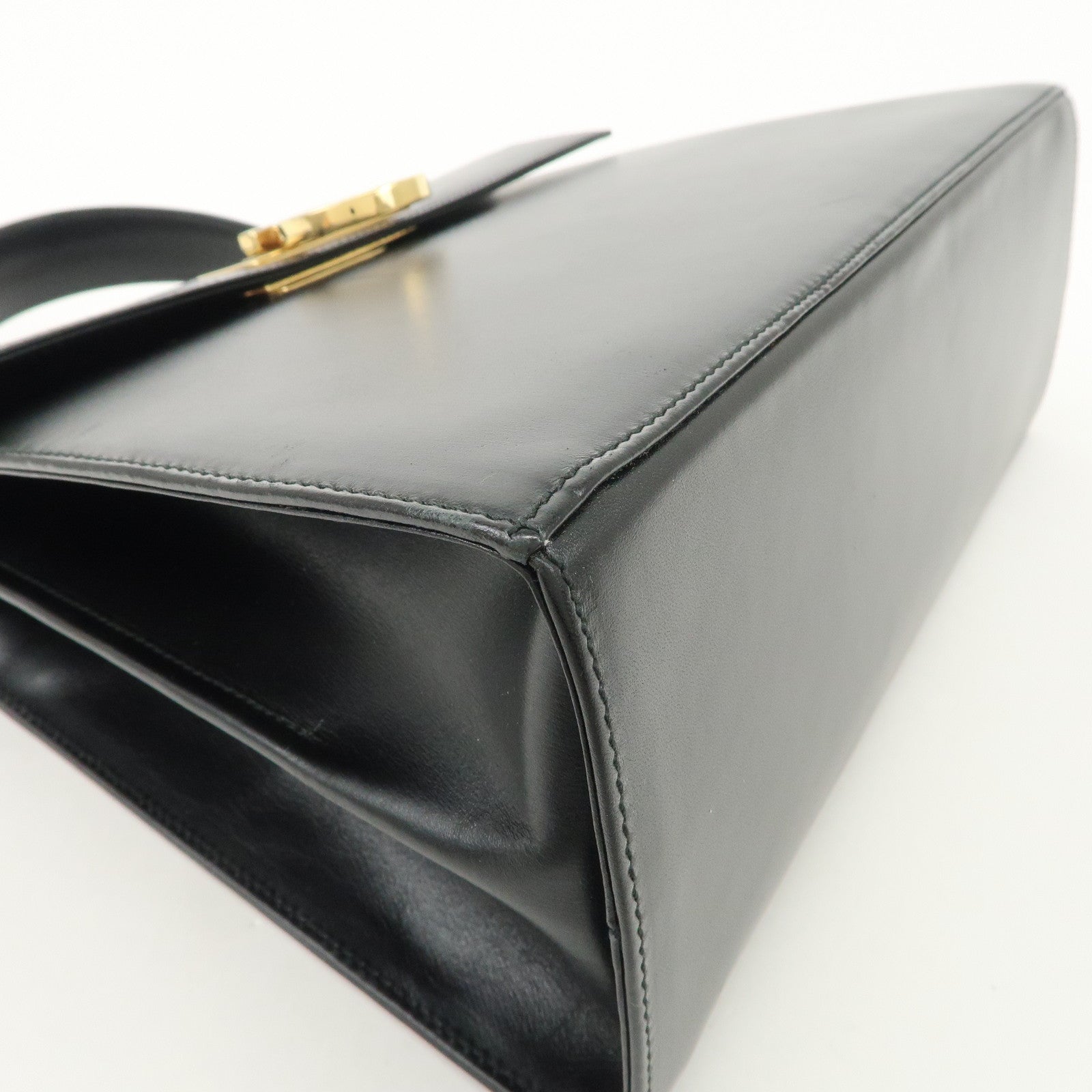 Ferragamo Gancini Leather 2Way Bag Hand Bag Shoulder Bag Black