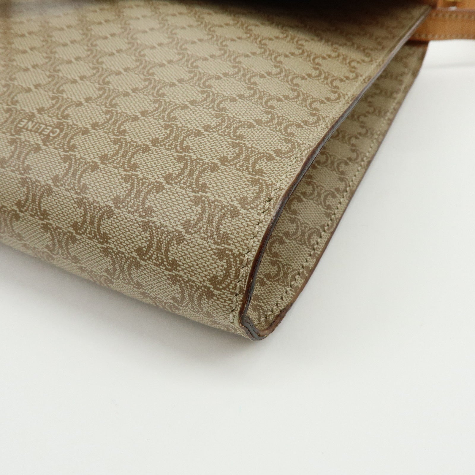 CELINE Macadam PVC Leather Shoulder Bag Clutch Bag Beige