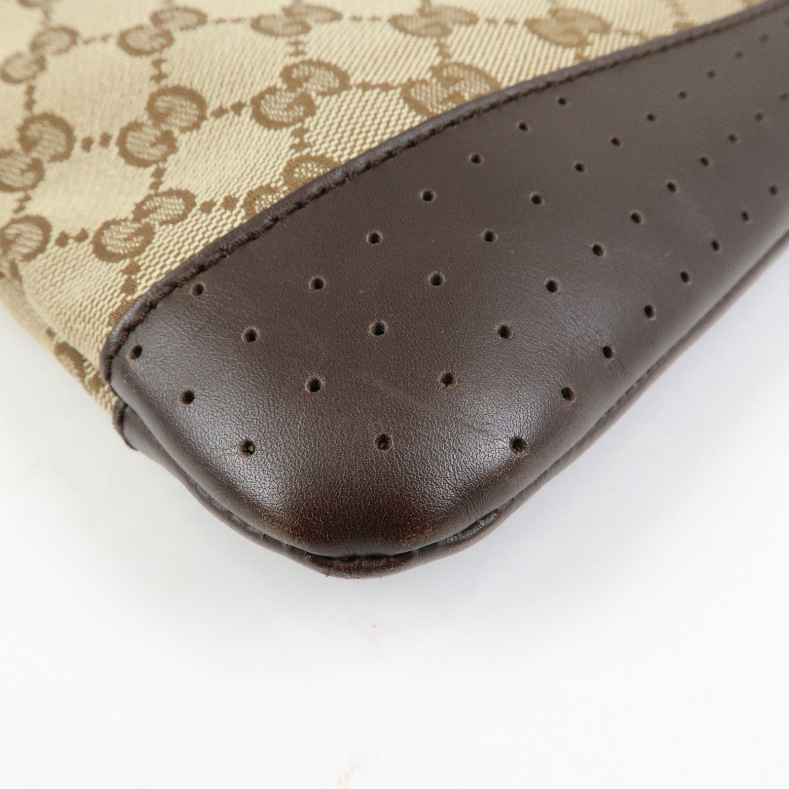 GUCCI GG Canvas Leather Shoulder Crossbody Bag Beige Brown 145857