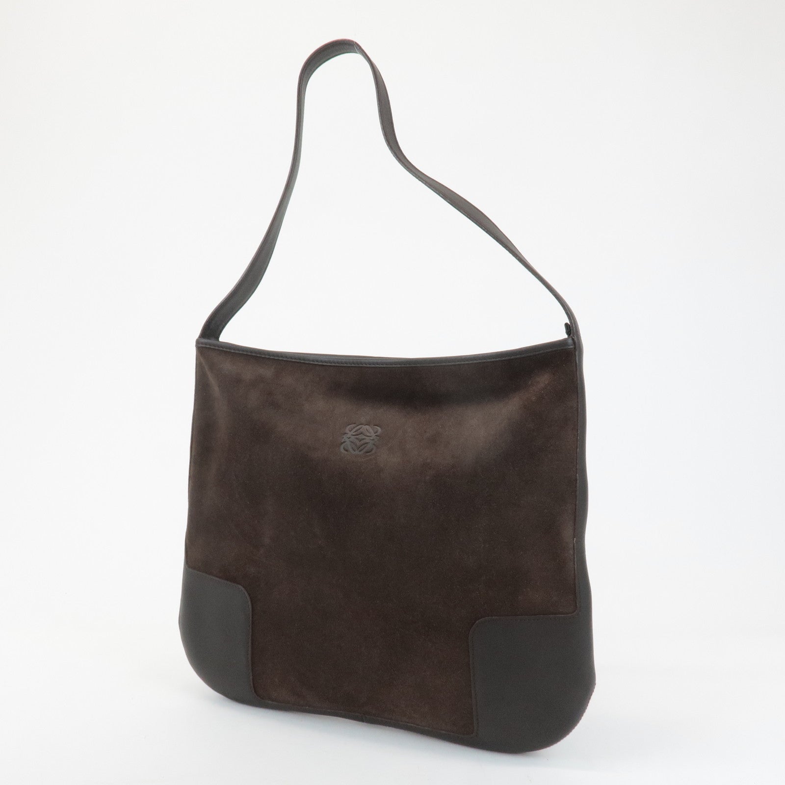 LOEWE Anagram Suede Leather Shoulder Bag Brown Used
