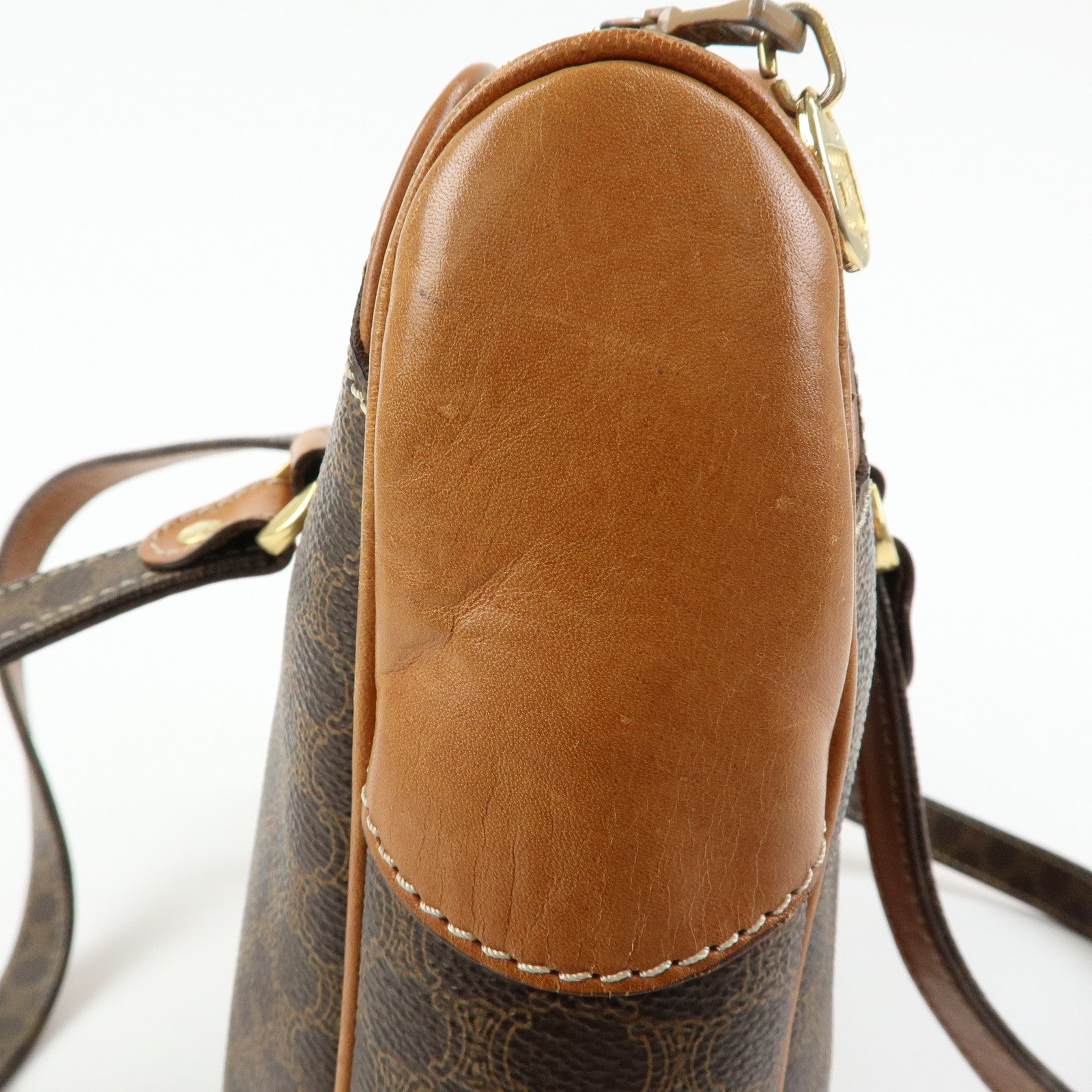 CELINE Macadam PVC Leather Tote Bag Shoulder Bag Hand Bag Brown