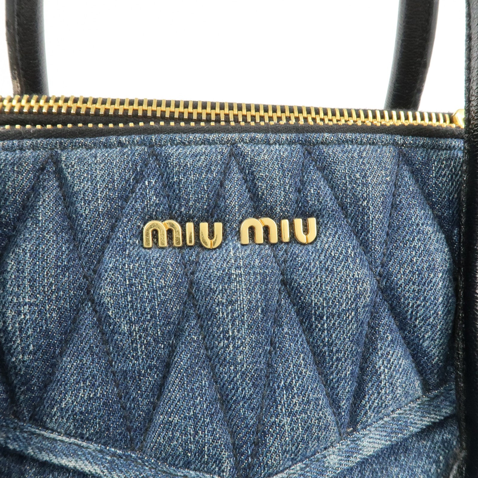MIU MIU Biker Denim 2Way Hand Bag Shoulder Bag Blue RN1031