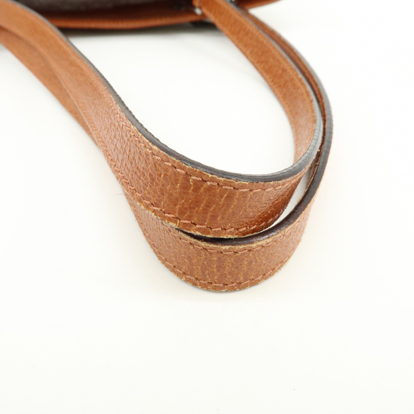 GUCCI GG Canvas Leather Tote Bag Hand Bag Brown 120840
