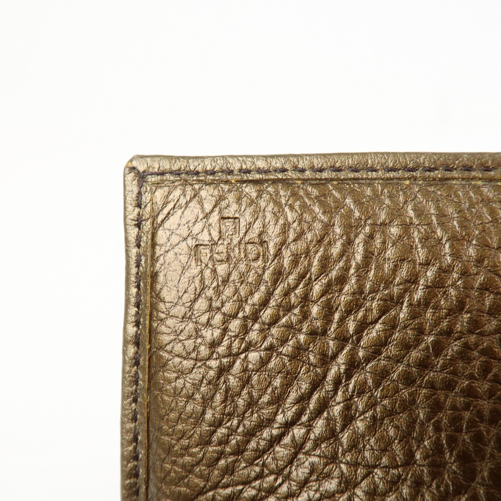 FENDI Zucca Canvas Leather Bi-fold Long Wallet Brown Gold 8M0000