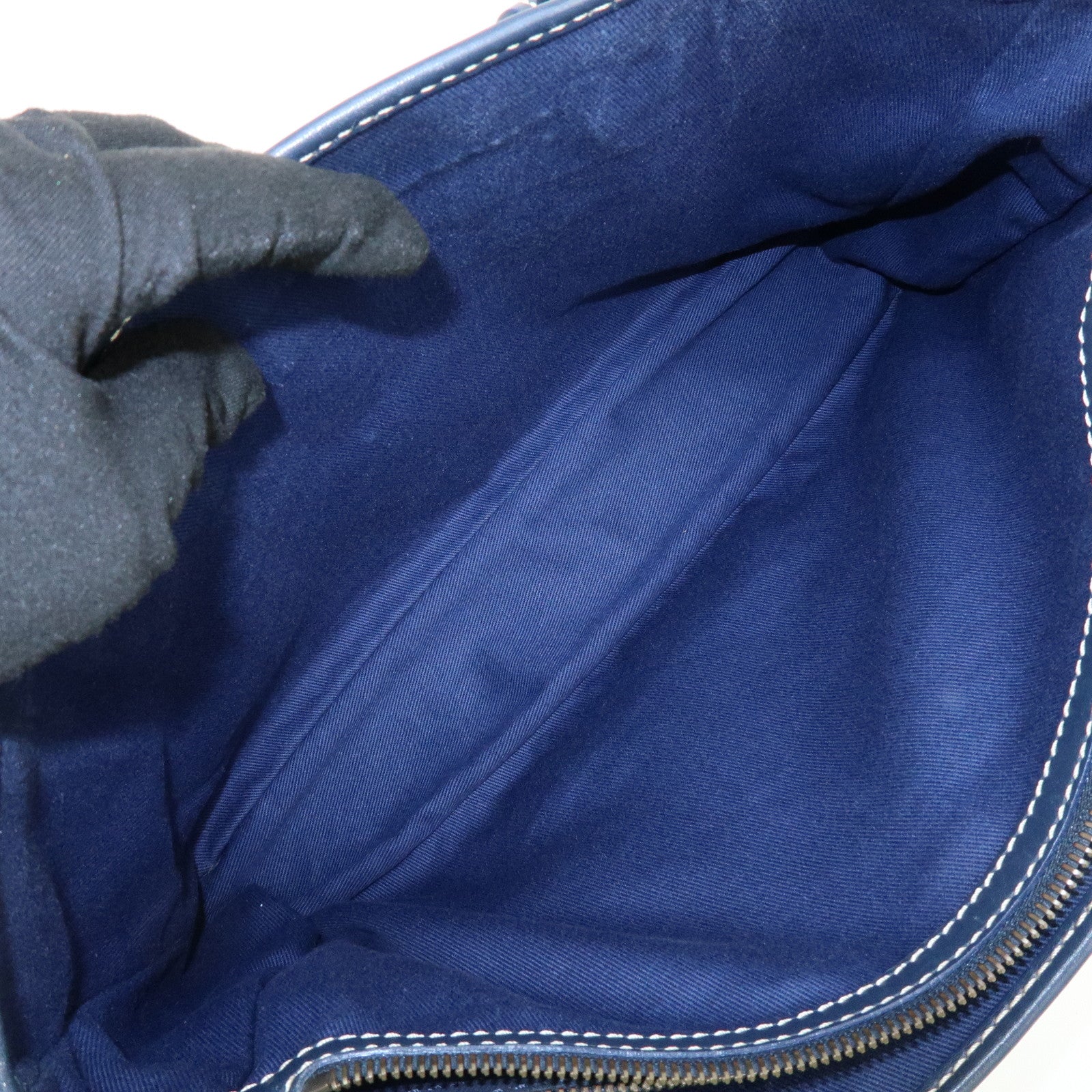 CELINE Macadam Canvas Leather Boogie Bag Hand Bag Navy