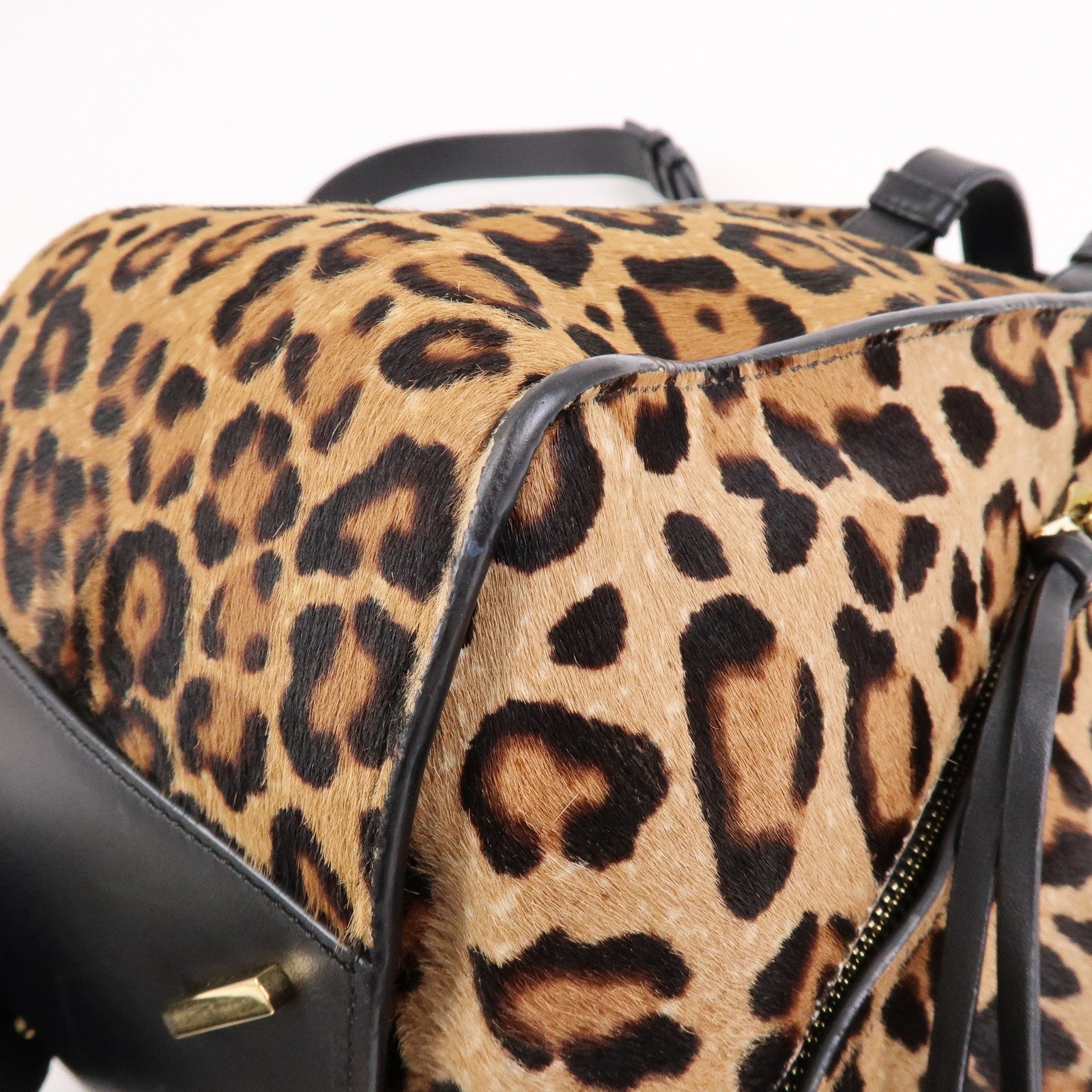 LOEWE Calfskin Hammock Small Shoulder Bag Leopard Beige Black