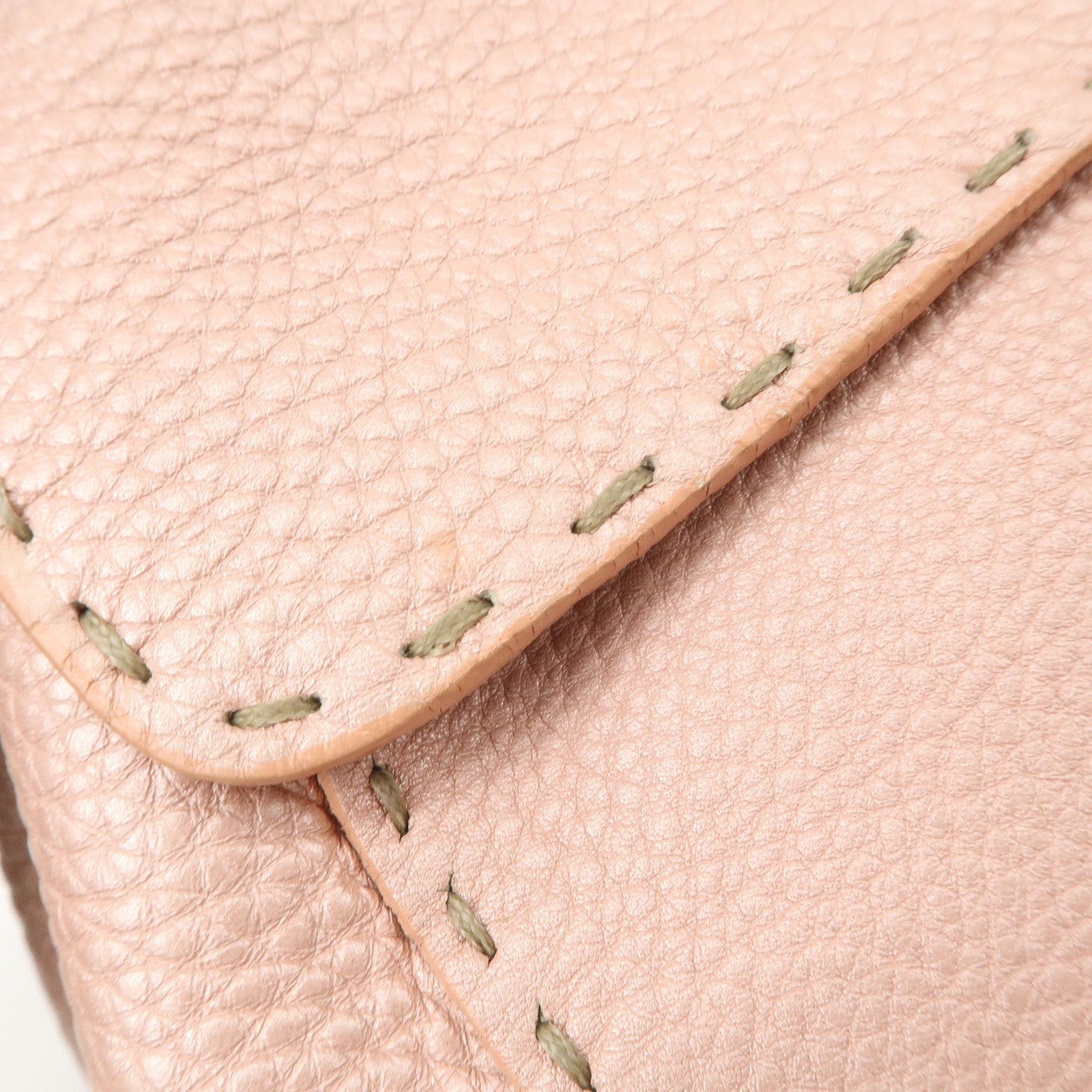 FENDI Seleria Linda Leather Shoulder Bag Hand Bag Pink 8BR442