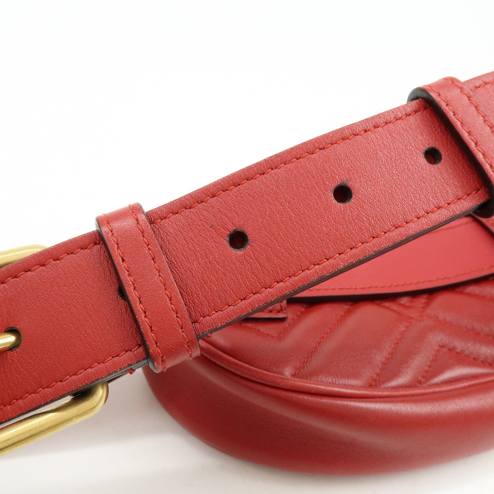 GUCCI GG Marmont Leather Waist Pouch Body Bag Red 476434