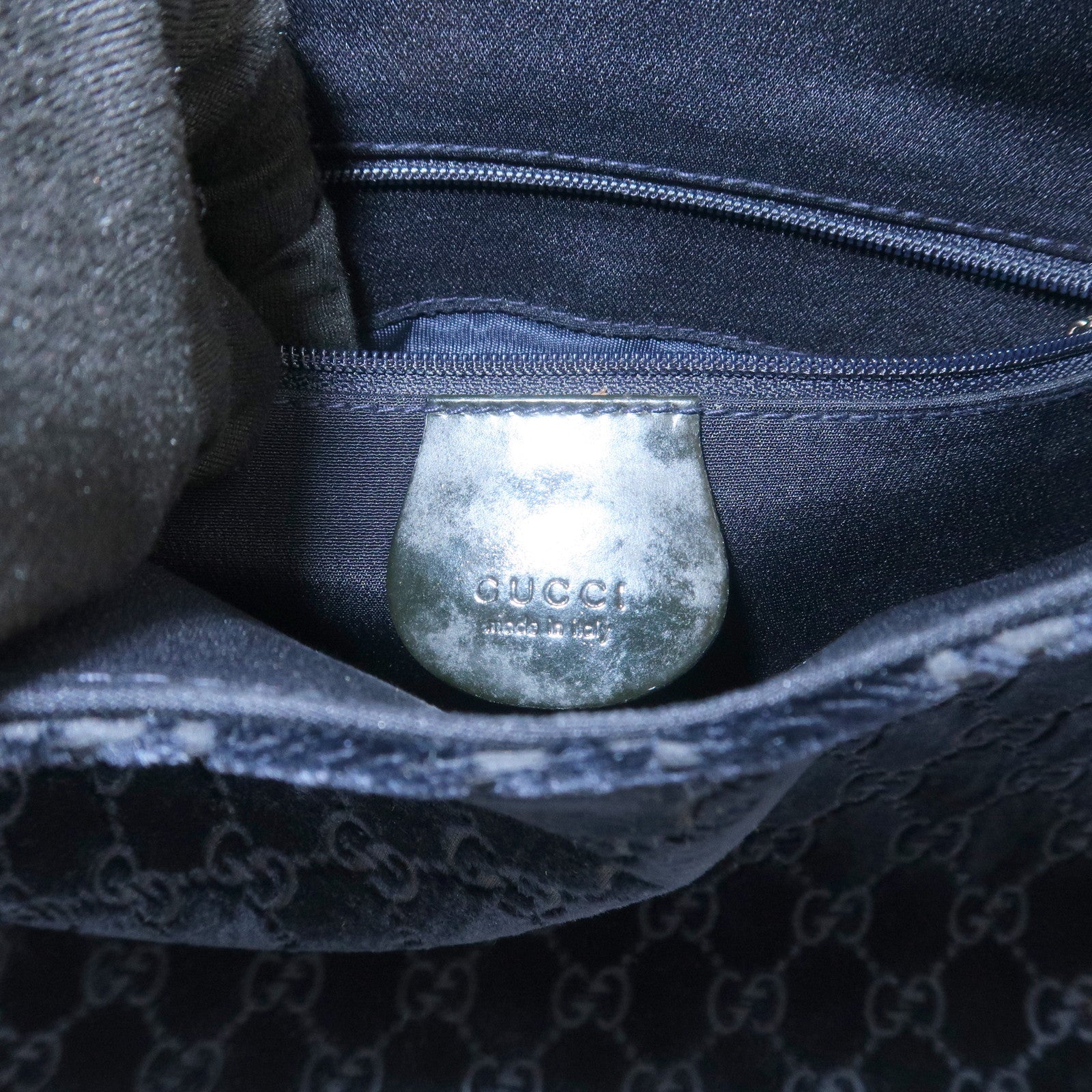 GUCCI Velvet GG Monogram Shoulder Bag Hand Bag Navy 001・2123