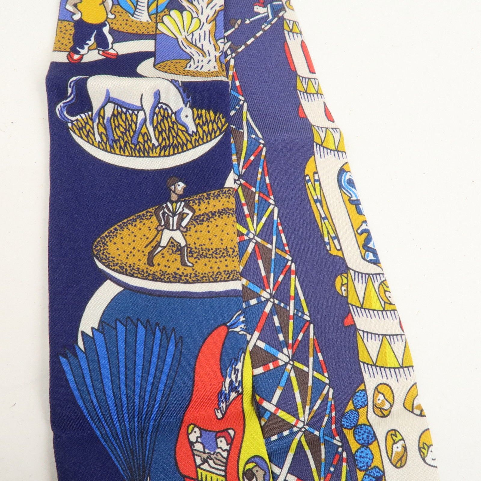 HERMES Twilly Silk 100% Scarf Exposition Universelle Multicolor