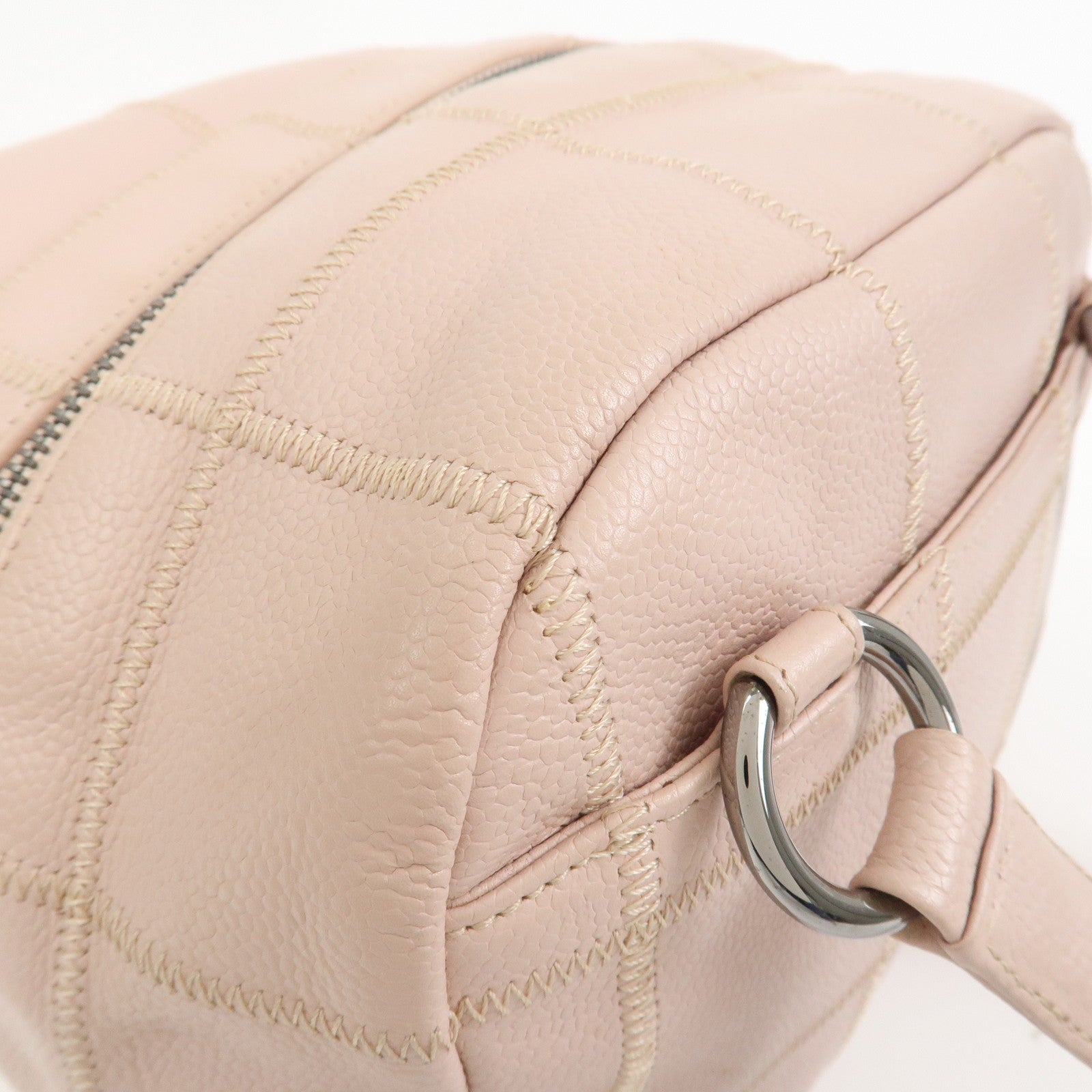 CHANEL Chocolate Bar COCO Mark Caviarskin Mini Boston Bag A26134